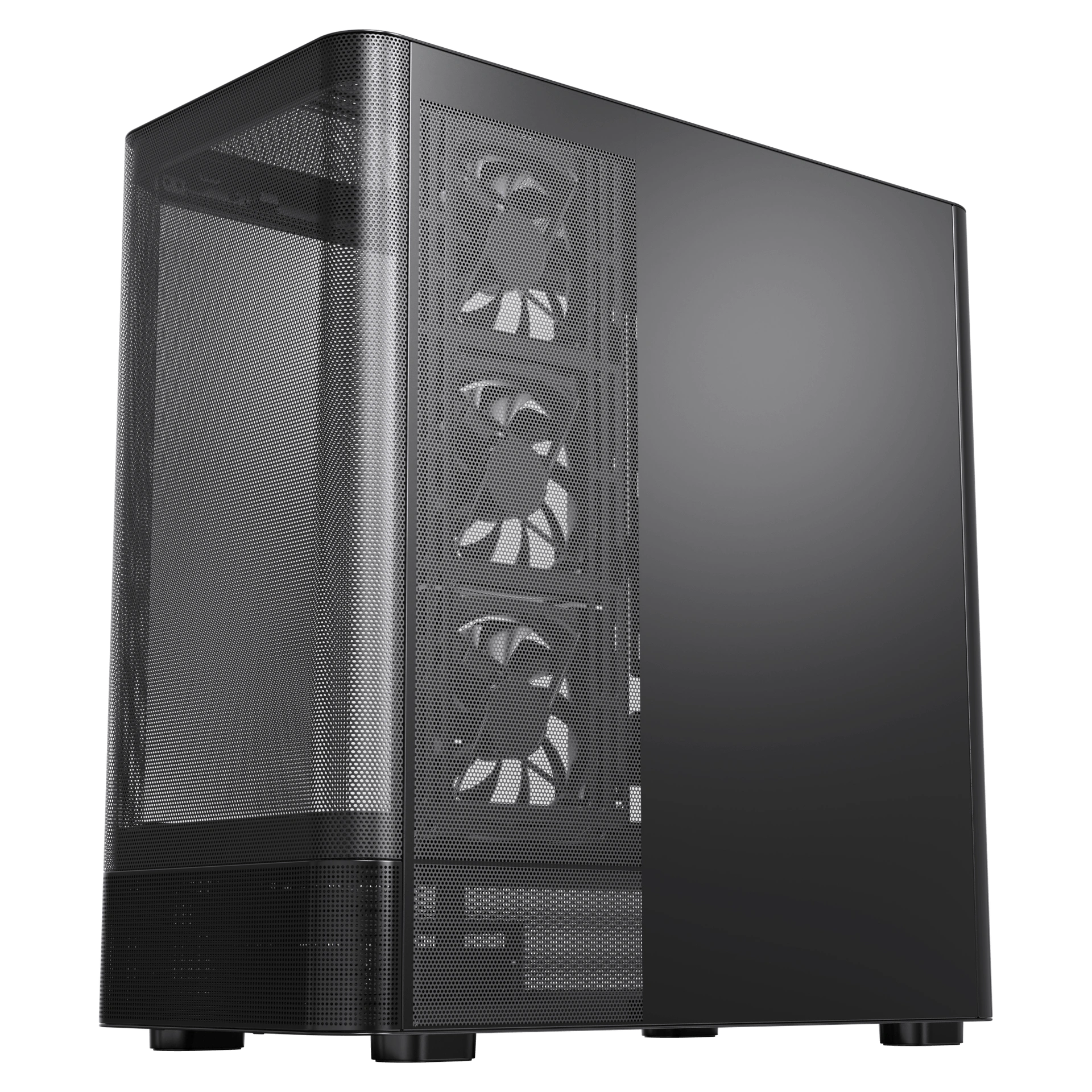 Acegeek Lunaris Flow Black Gaming Case, E-ATX Support, High-Speed USB Type-C, Panoramic Tempered Glass, High Airflow Mesh Design | AG-LUNARISFLOW-BK thumbnail 2