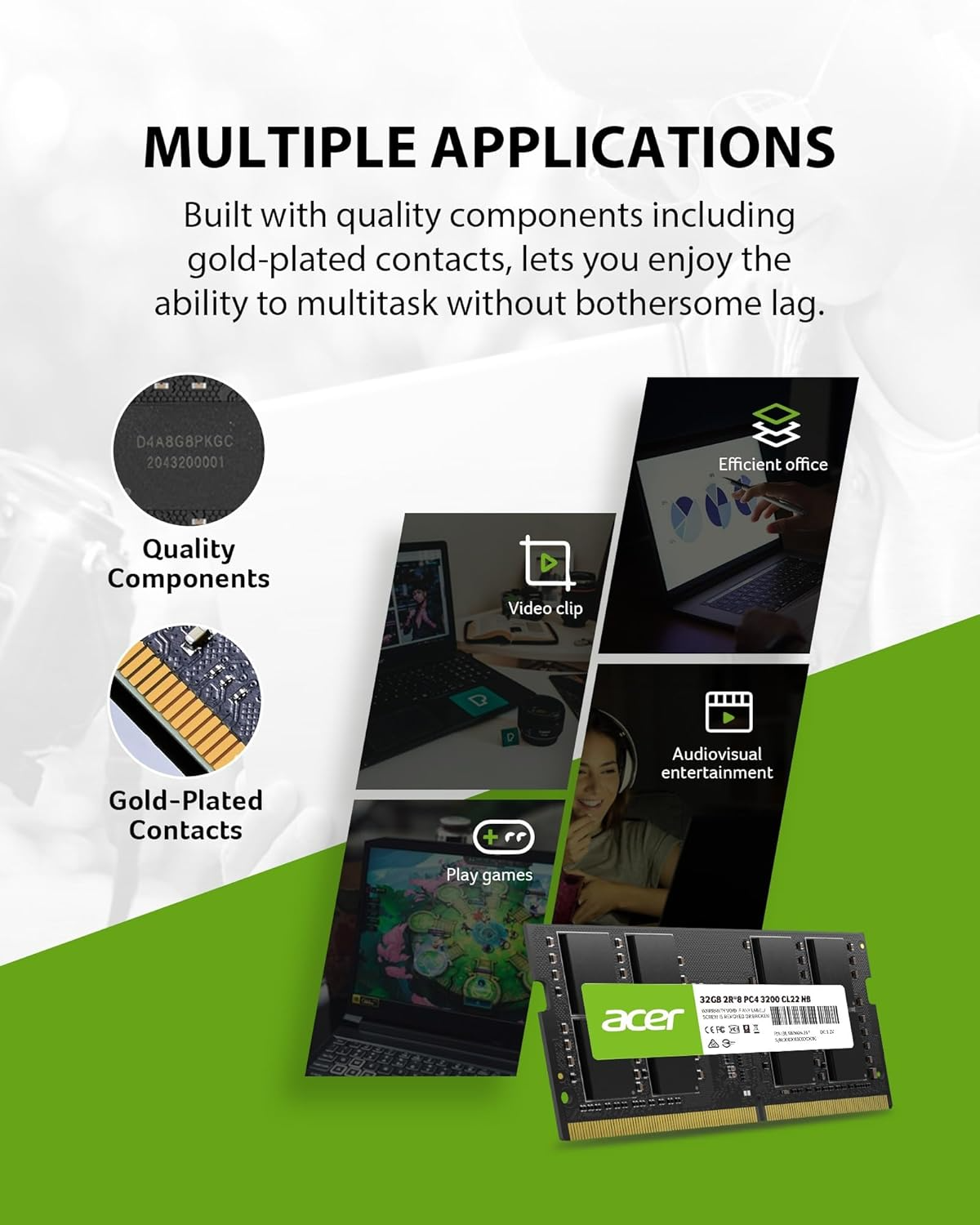 メモリー acer SD100 32GB SO-DIMM 3200MHz メモリー acer SD100 32GB SO-DIMM 3200MHz acer SD100 32GB 3200MHz