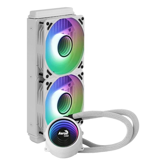 Aerocool Mirage L240 ARGB AIO Liquid CPU Cooler, Infinity Mirror Pump Cap, 240mm Radiator, Dual 120mm PWM Fans, Hydraulic Bearing, White | Mirage-L240 – Buy Online