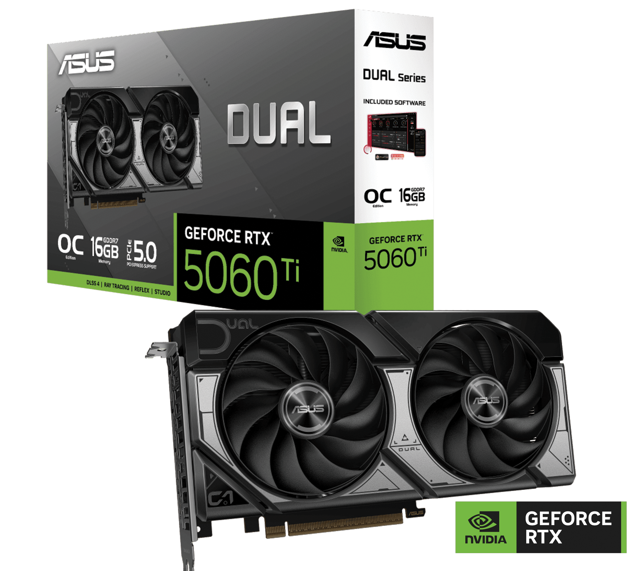 Asus GeForce RTX 5060 Ti Dual OC 16GB GDDR7 PCI-Express Graphics Card,  2632 MHz, Memory 16GB 28000MHz GDDR7, Cuda Cores: 4608, VR Ready, PhysX/CUDA Enabled, NVIDIA Blackwell 2.0, 4nm Process, Real-Time Ray Tracing, DLSS 4. | 90YV0MH0-M0NA00 – Buy Online