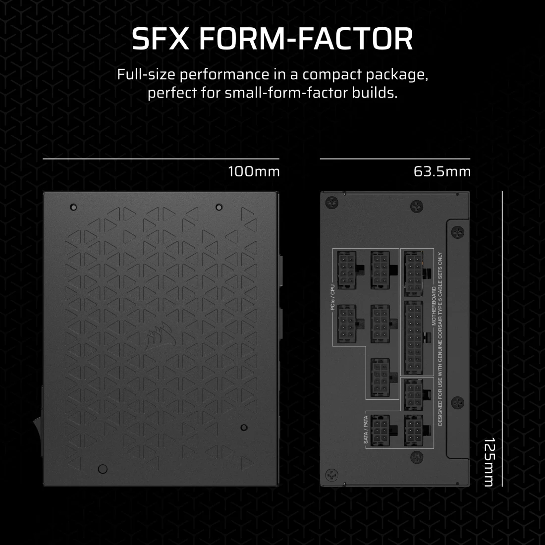 CORSAIR SF850 80 PLUS Platinum SFX Power Supply, 850W Fully Modular, ATX 3.1 & PCIe 5.1 Ready, Type-5 Cables, Black | CP-9020256-UK thumbnail 6