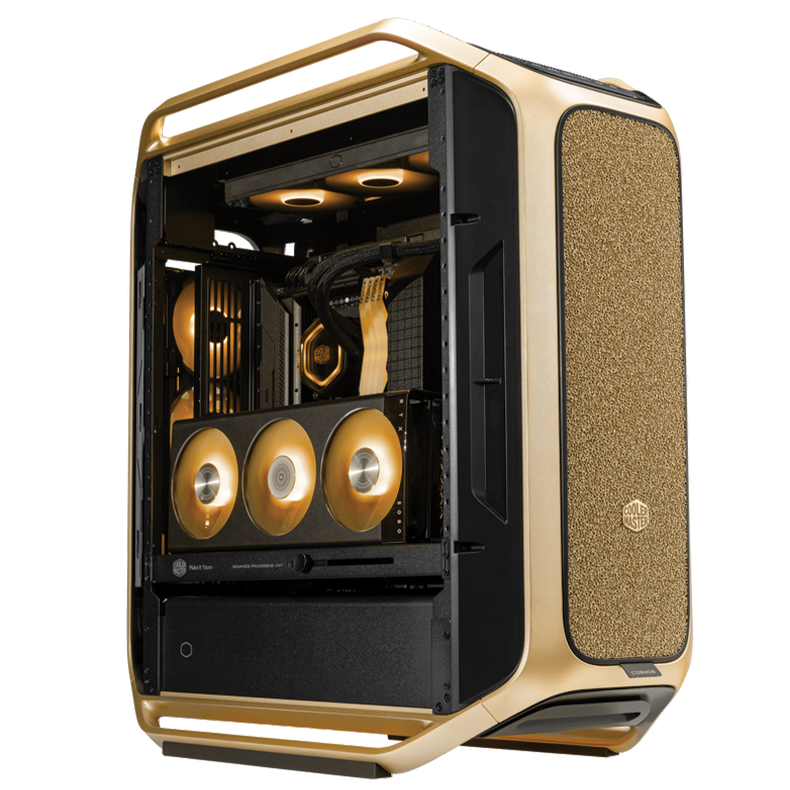 Cooler Master COSMOS ALPHA Gold Limited Edition PC Case, Full Tower, 24K Gold-Plated Logo, Modular FreeForm 2.0, Gold – Buy Online