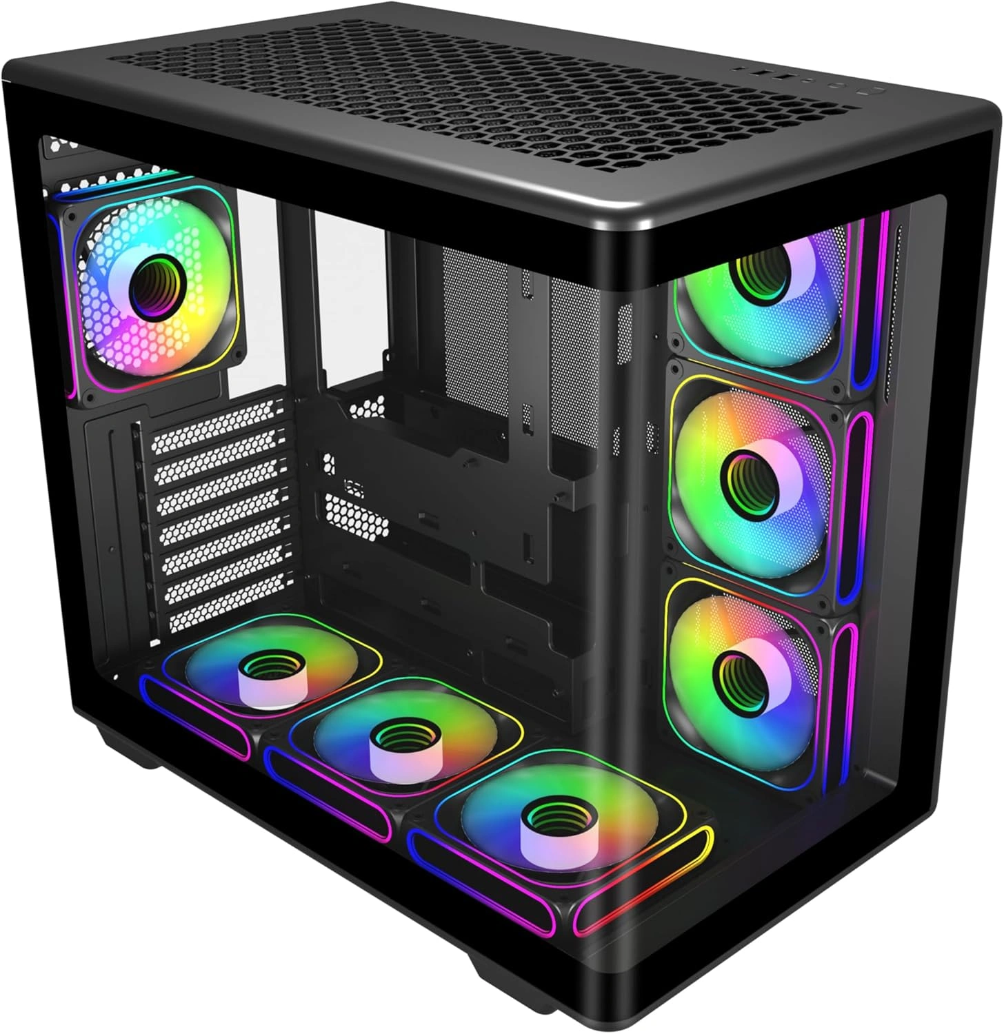Cooler Master Elite 600 Panoramic Gaming Case, Full Curved Tempered Glass, 7 ARGB Fans, 360mm Radiator Support, Black | E600-KGNN-S02 thumbnail 2