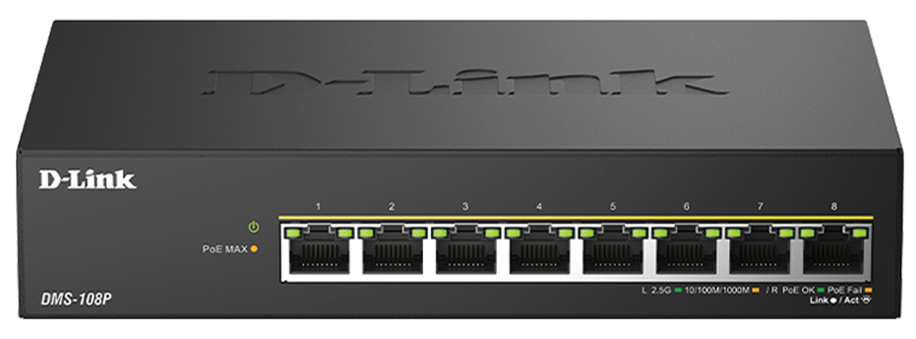 D-Link DMS-108P 8-Port Multi-Gigabit Unmanaged PoE Switch, 2.5Gbps, 240W PoE Budget, Fanless Desig | DMS-108P – Buy Online
