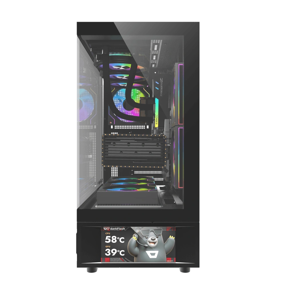 Darkflash DS950V Black Panoramic Gaming Case, 6 ARGB Fans Pre-Installed, ATX/M-ATX/ITX Support, Dual-Chamber Design | DS950V thumbnail 4