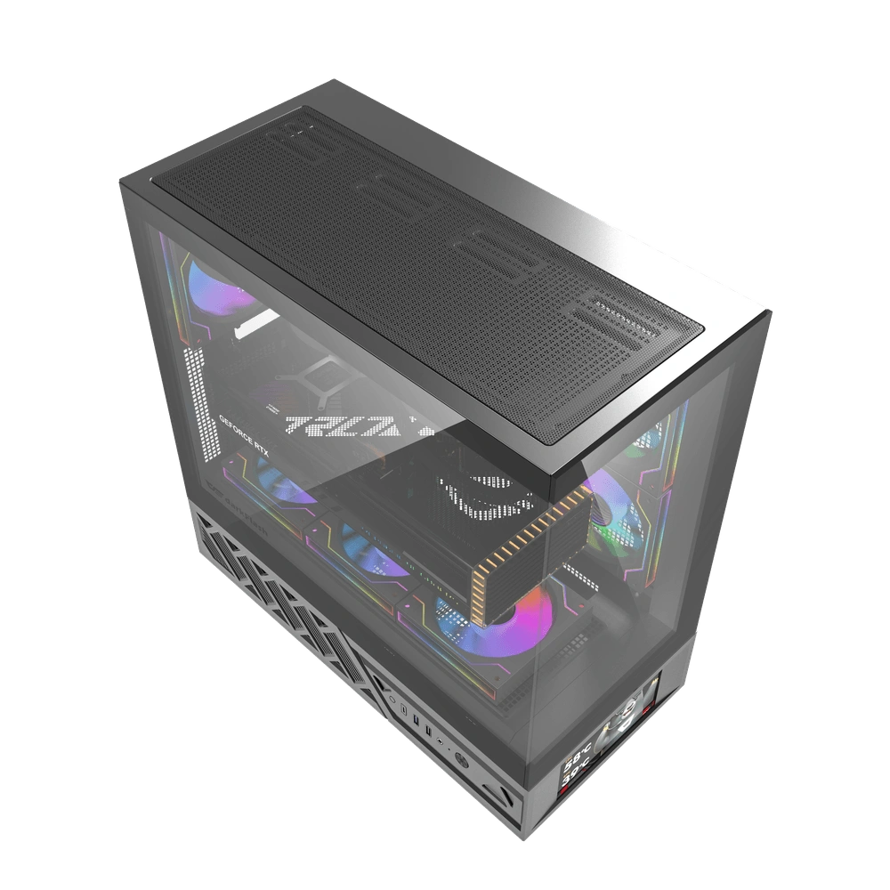Darkflash DS950V Black Panoramic Gaming Case, 6 ARGB Fans Pre-Installed, ATX/M-ATX/ITX Support, Dual-Chamber Design | DS950V thumbnail 5