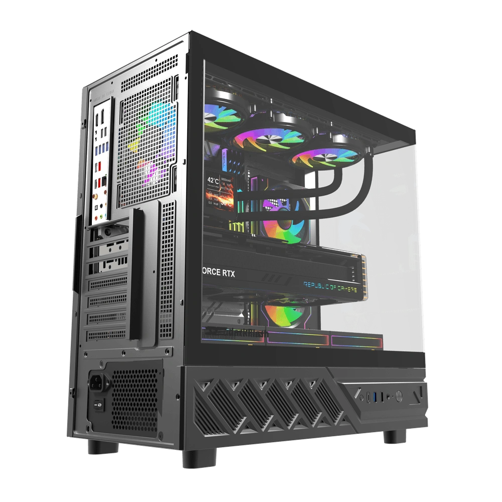 Darkflash DS950V Black Panoramic Gaming Case, 6 ARGB Fans Pre-Installed, ATX/M-ATX/ITX Support, Dual-Chamber Design | DS950V thumbnail 3