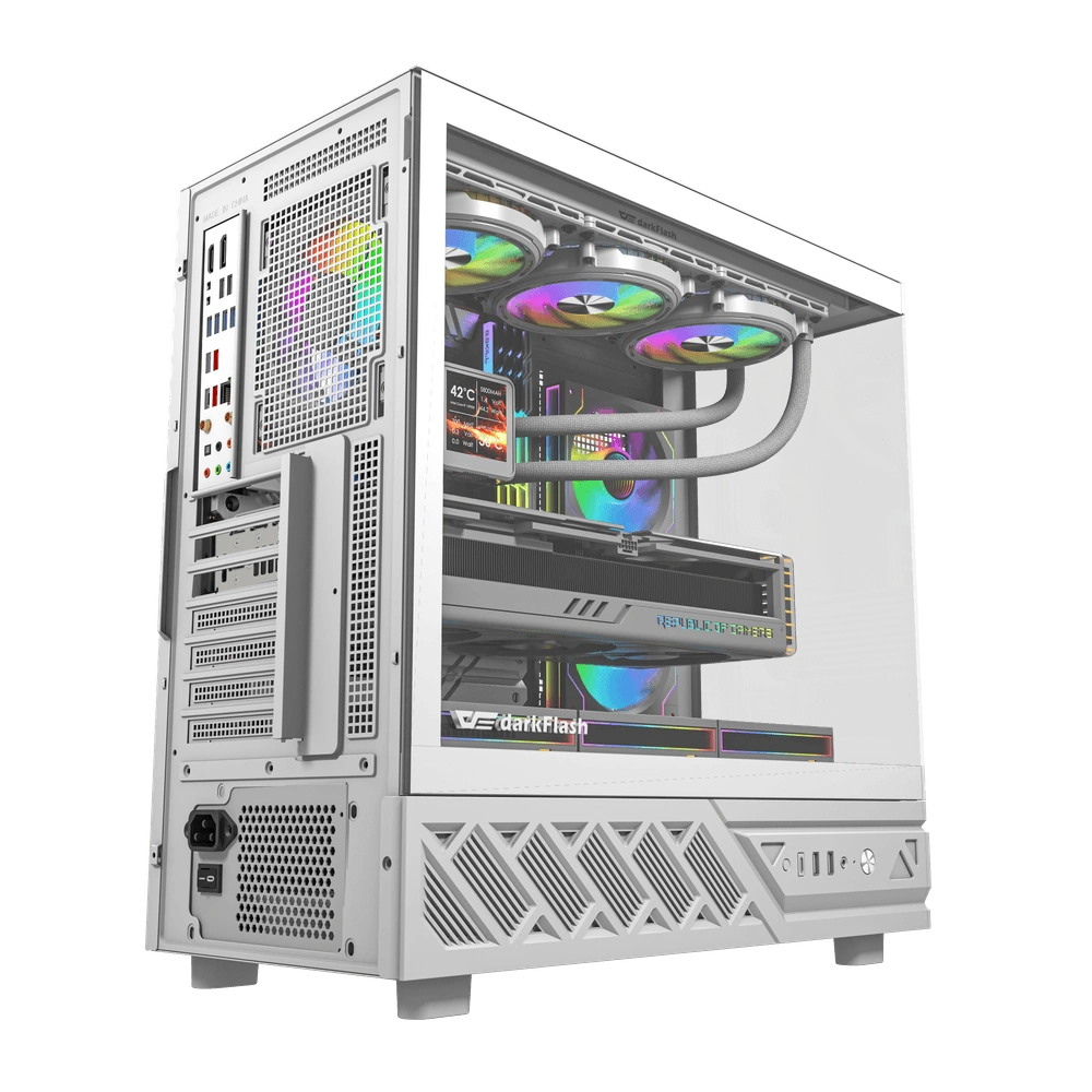 Darkflash DS950V White Panoramic Gaming Case, 6 ARGB Fans Pre-Installed, ATX/M-ATX/ITX Support, Dual-Chamber Design | DS950V thumbnail 3