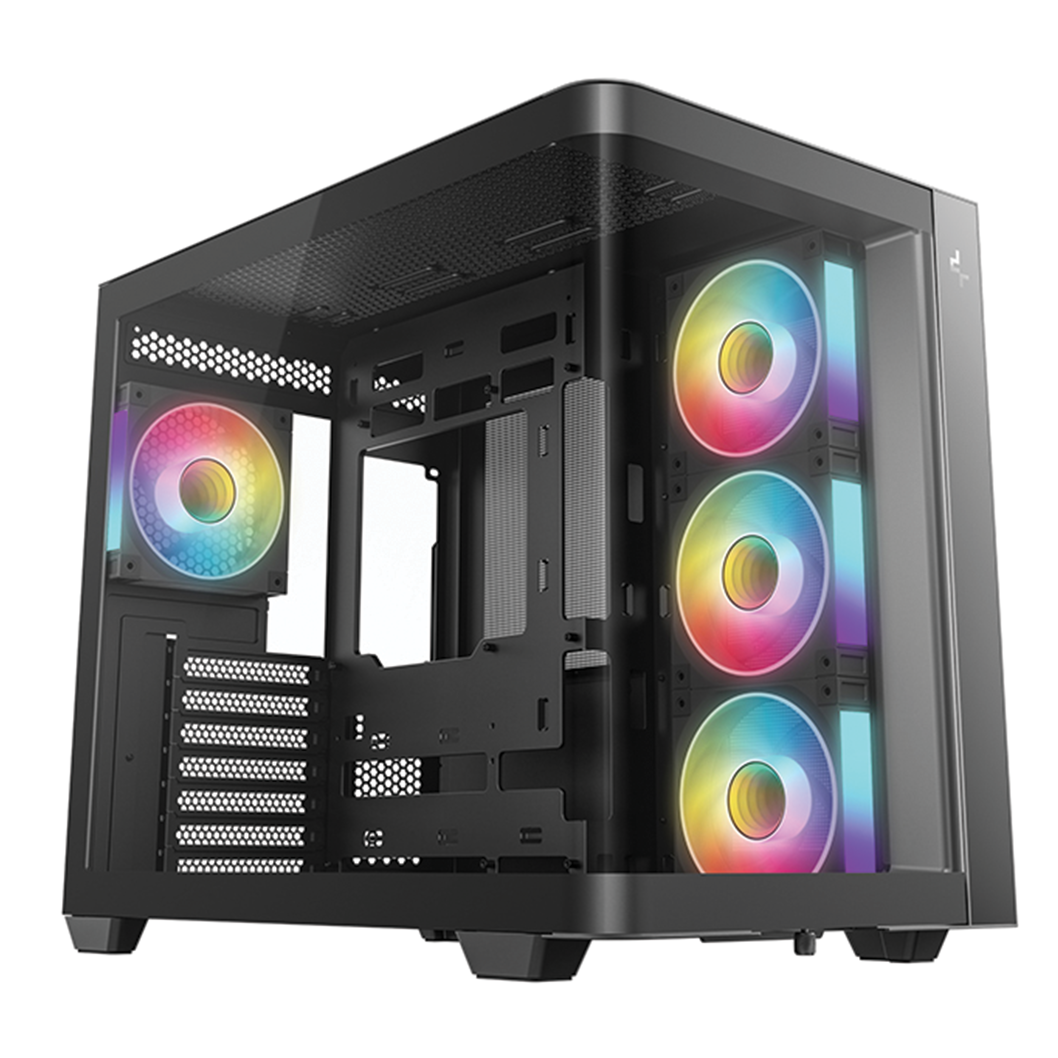 DeepCool CG530U 4F Black, Panoramic Curved Glass Dual-Chamber ATX Case, 4x ARGB Fans Included | R-CG530U-BKAGA4-G – Buy Online