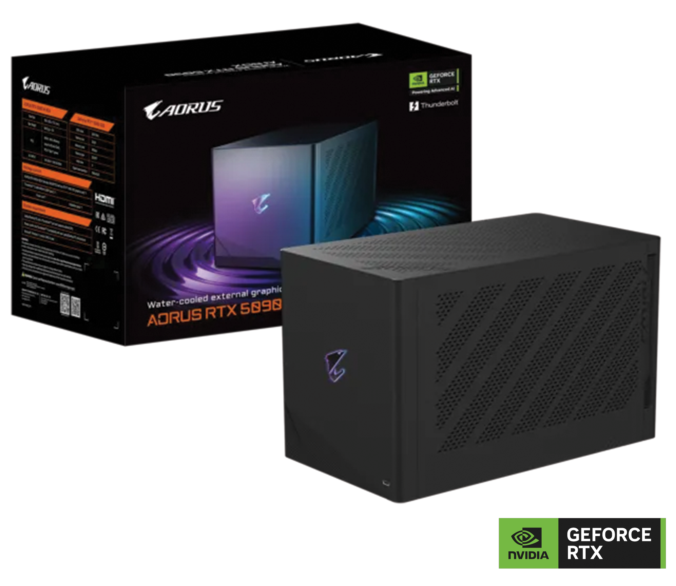 GIGABYTE AORUS RTX 5090 AI Box Graphics Card, WATERFORCE All-in-one Cooling System, Thunderbolt 5, USB-4 | GV-N5090IXEB-32GD – Buy Online