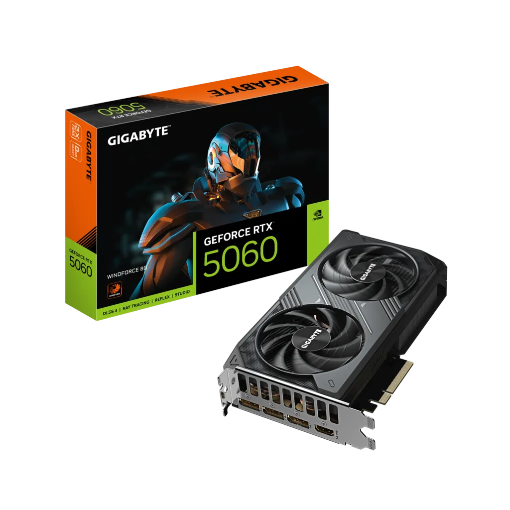 Gigabyte Gigabyte GeForce RTX 5060 WINDFORCE 8GB GDDR7 Graphics Card, 128 bit 28 Gbps, PCIe 5.0, Dual Fan Cooling, Black DLSS4 | GV-N5060WF2-8GD - thumbnail 2