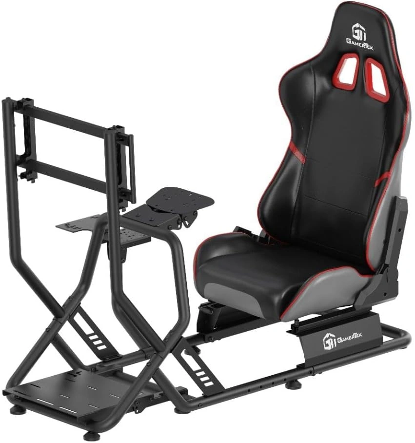 GamerTek GridMaster Racing Cockpit, High-Strength Carbon Steel Frame, Adjustable Bucket Seat, Gear Shifter Mount Included | GT-SMGM-001 thumbnail 2