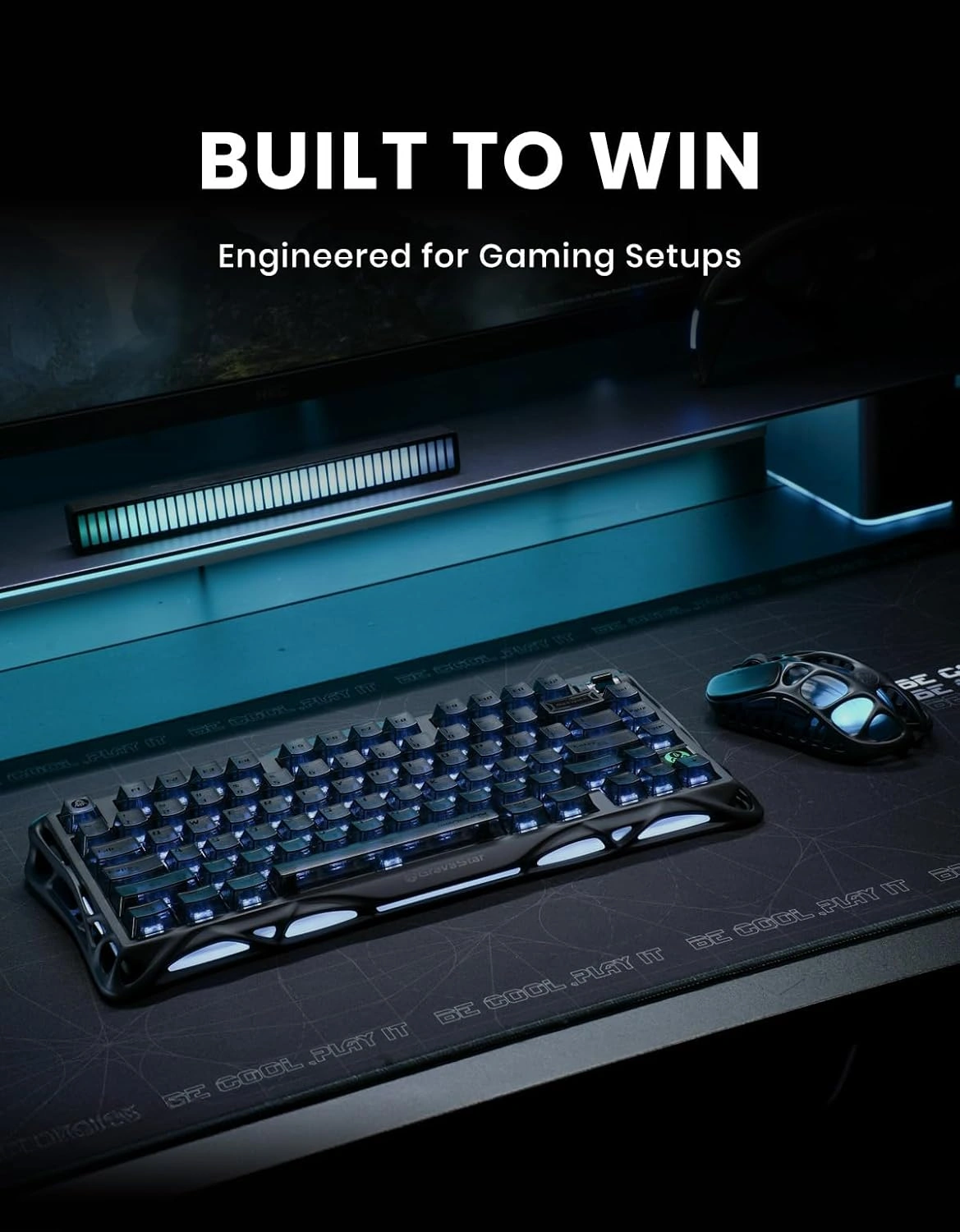 GravaStar K1 Mercury 75% Wireless Mechanical Gaming Keyboard, Crystal Black | GSK1_XTAL_BLK thumbnail 2