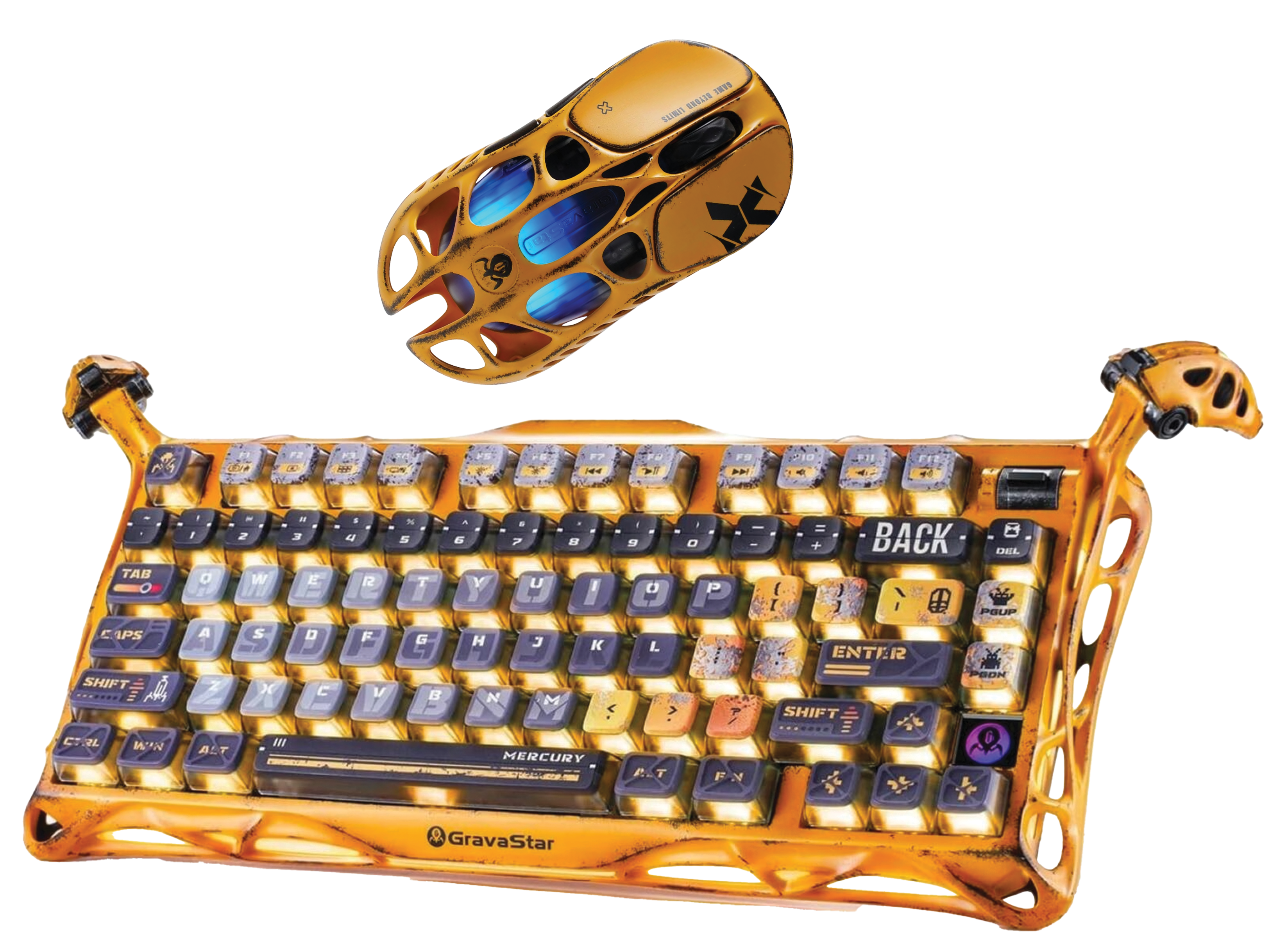 GravaStar Mercury K1 Pro & Mercury X Special Edition Gaming Set, Battle-Worn Yellow Aluminum 75% Mechanical Keyboard & Tri-Mode Wireless Mouse – Buy Online