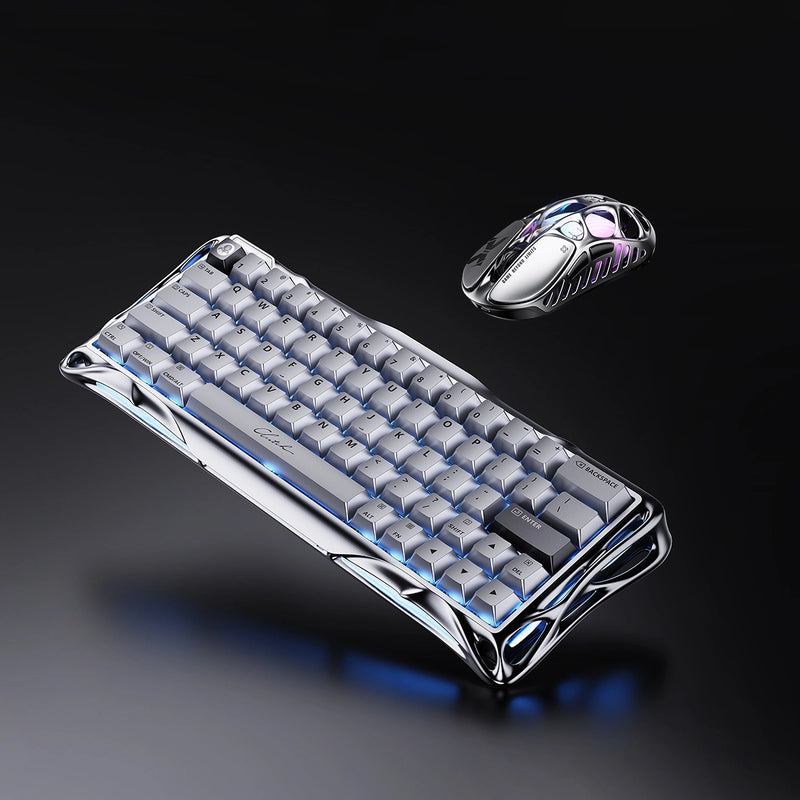 GravaStar Mercury X Pro GM+8K & V60 Pro Silver Gaming Set, Magnesium Alloy 8K Wireless Mouse & 60% Hall Effect Magnetic Switch Keyboard, Silver thumbnail 2