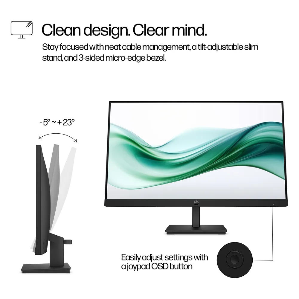 HP Series 3 Pro 24" FHD Business Monitor, (1920 x 1080) Resolution, 100Hz, Anti-glare, 5ms (GTG) Response Time, HDMI, VGA, Tilt Adjustable Stand  | 9U5C1AS thumbnail 6