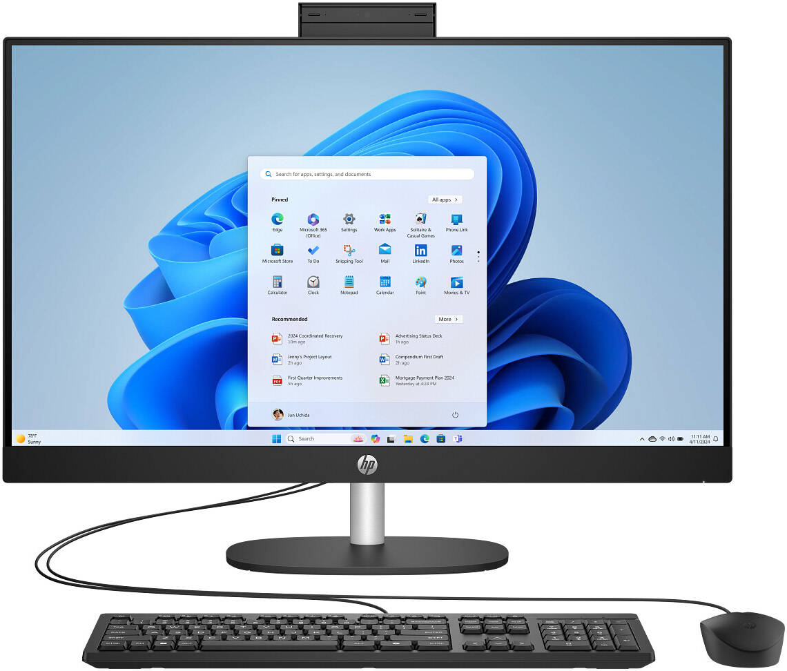 HP All-in-One 24-cr2033 Desktop, Intel Core Ultra 5 225U, 24" FHD IPS Display, 8GB RAM, 512GB SSD, Wired Keyboard & Mouse, DOS, Jet Black | D30C7EA#BH5 image