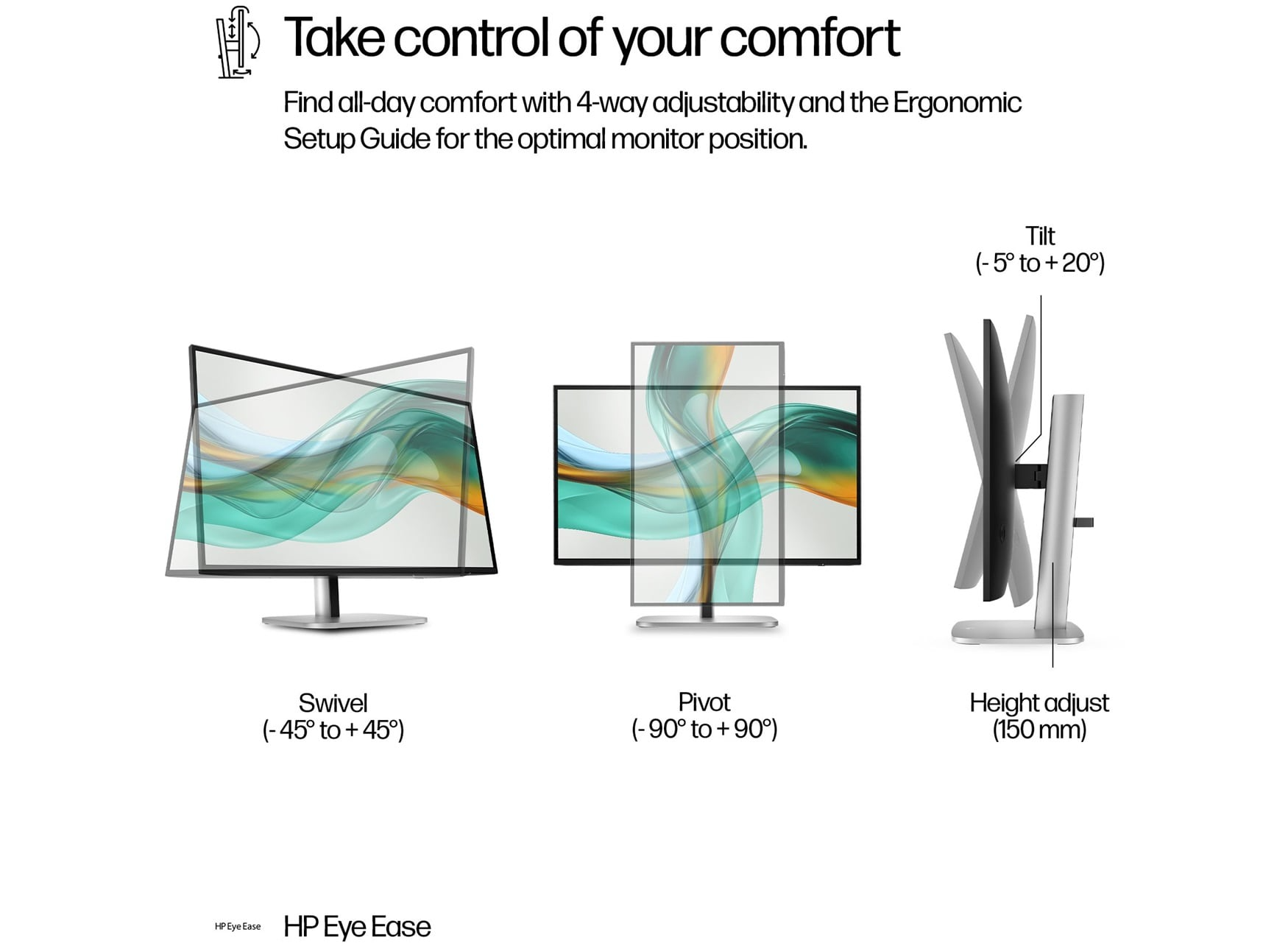 HP Series 5 Pro S527pu 27-inch QHD USB-C Monitor, 2560x1440, 100Hz, 65W Power Delivery, RJ-45 Ethernet, 4-Way Adjustable | 9E0G5AS#ABV thumbnail 4