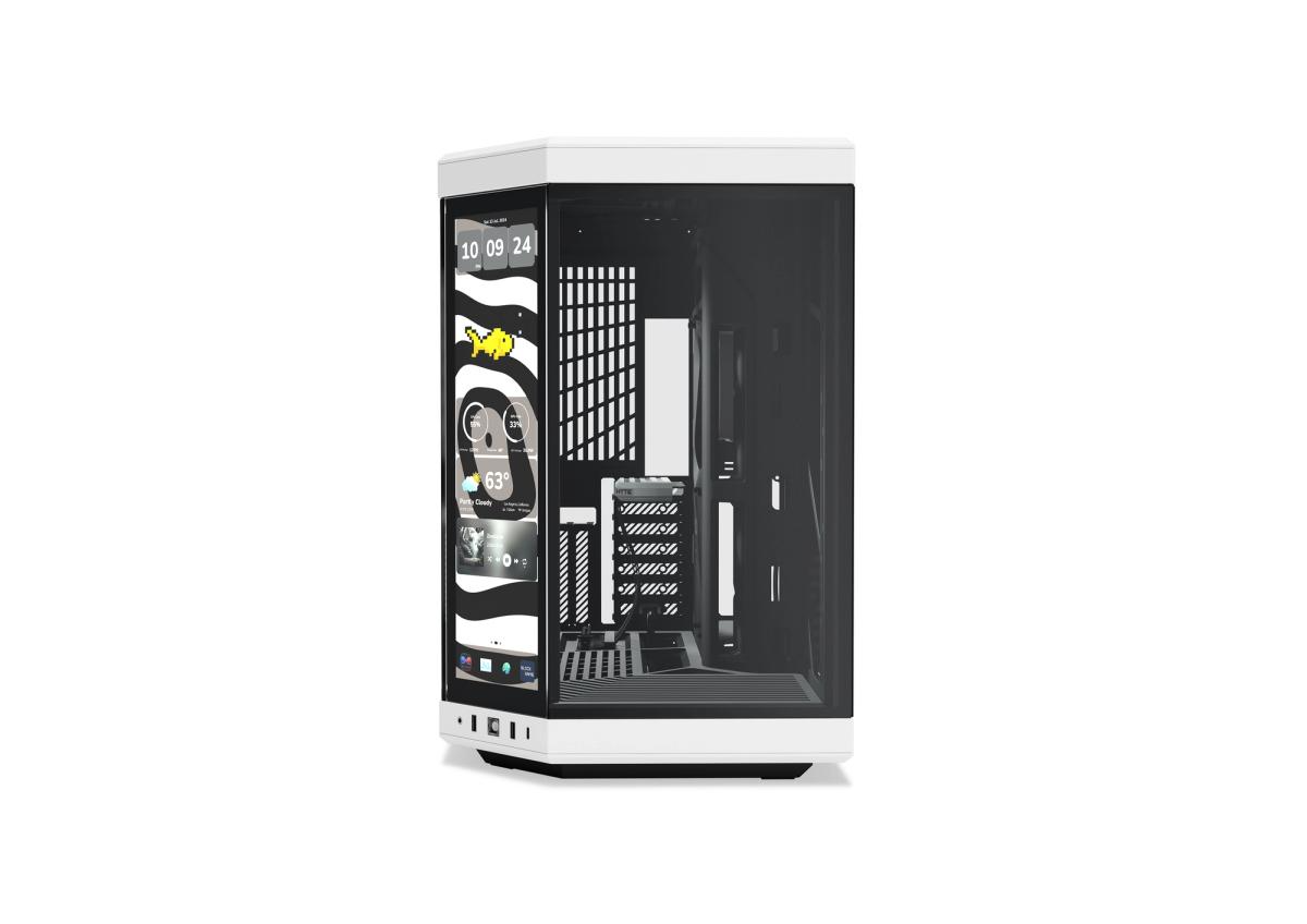HYTE Y70 Touch Infinite Panda Mid-Tower Case, 4K LCD Touchscreen, PCIe 4.0 Riser, White & Black | CS-HYTE-Y70TTI-WB thumbnail 2