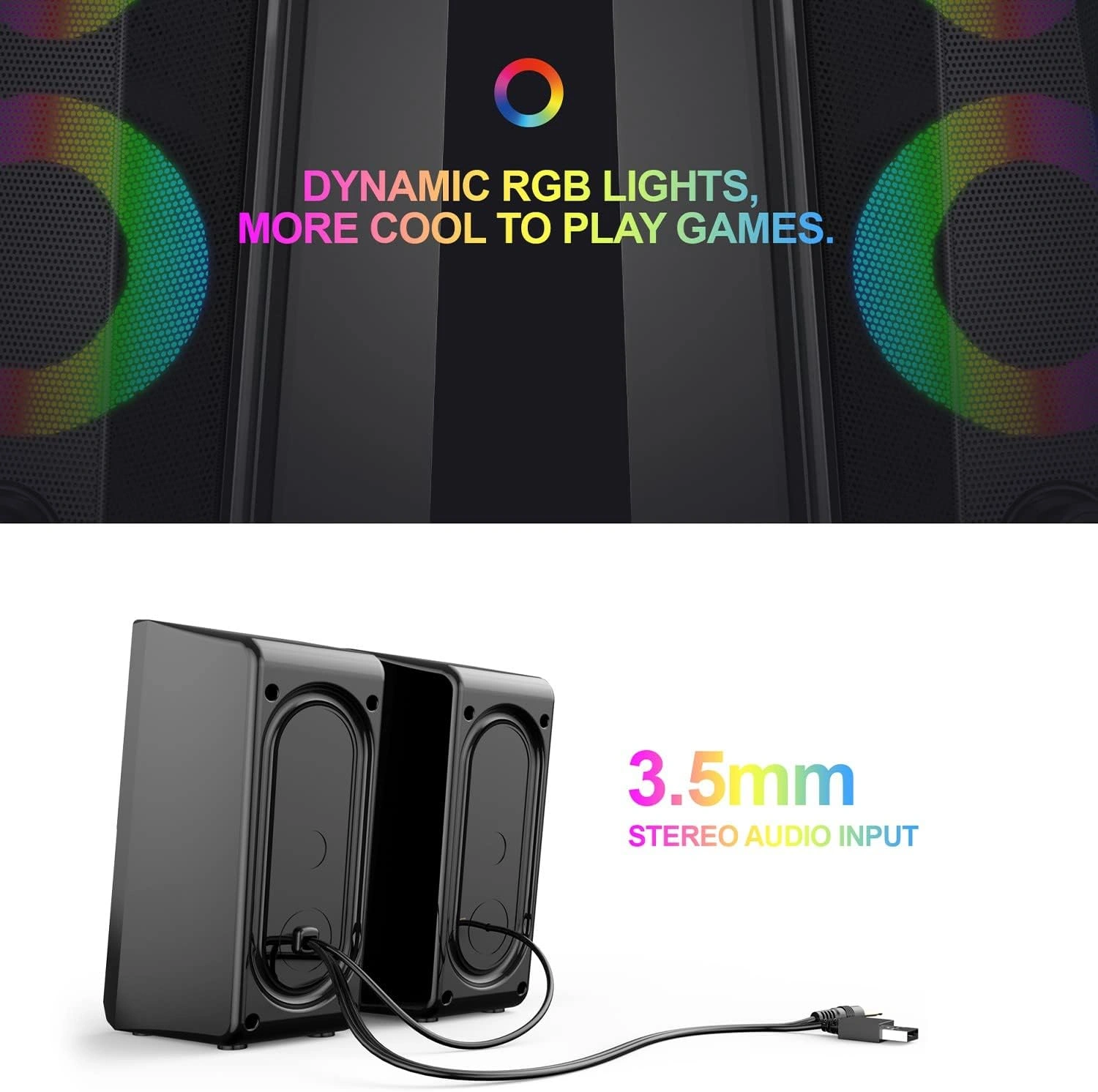 Havit SK202 RGB 2.0 Stereo Electronic Sports Gaming Wired Speakers, Black | HVSPK-SK202-BK thumbnail 3