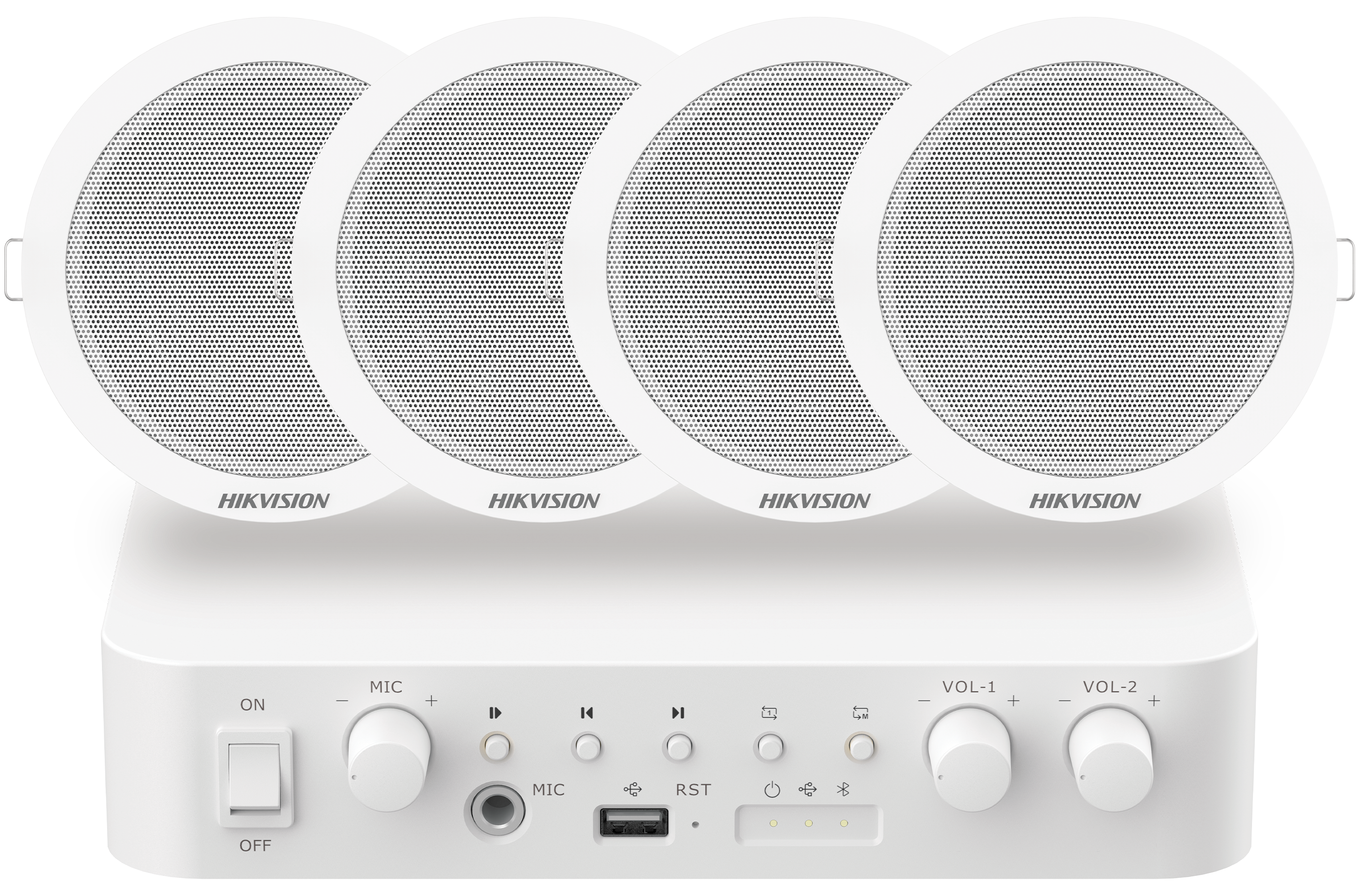 Hikvision DS-QAE0KA60206-4 Analog Audio Kit, 60W Amplifier & 4x 6W Ceiling Speakers | DS-QAE0KA60206-4 – Buy Online