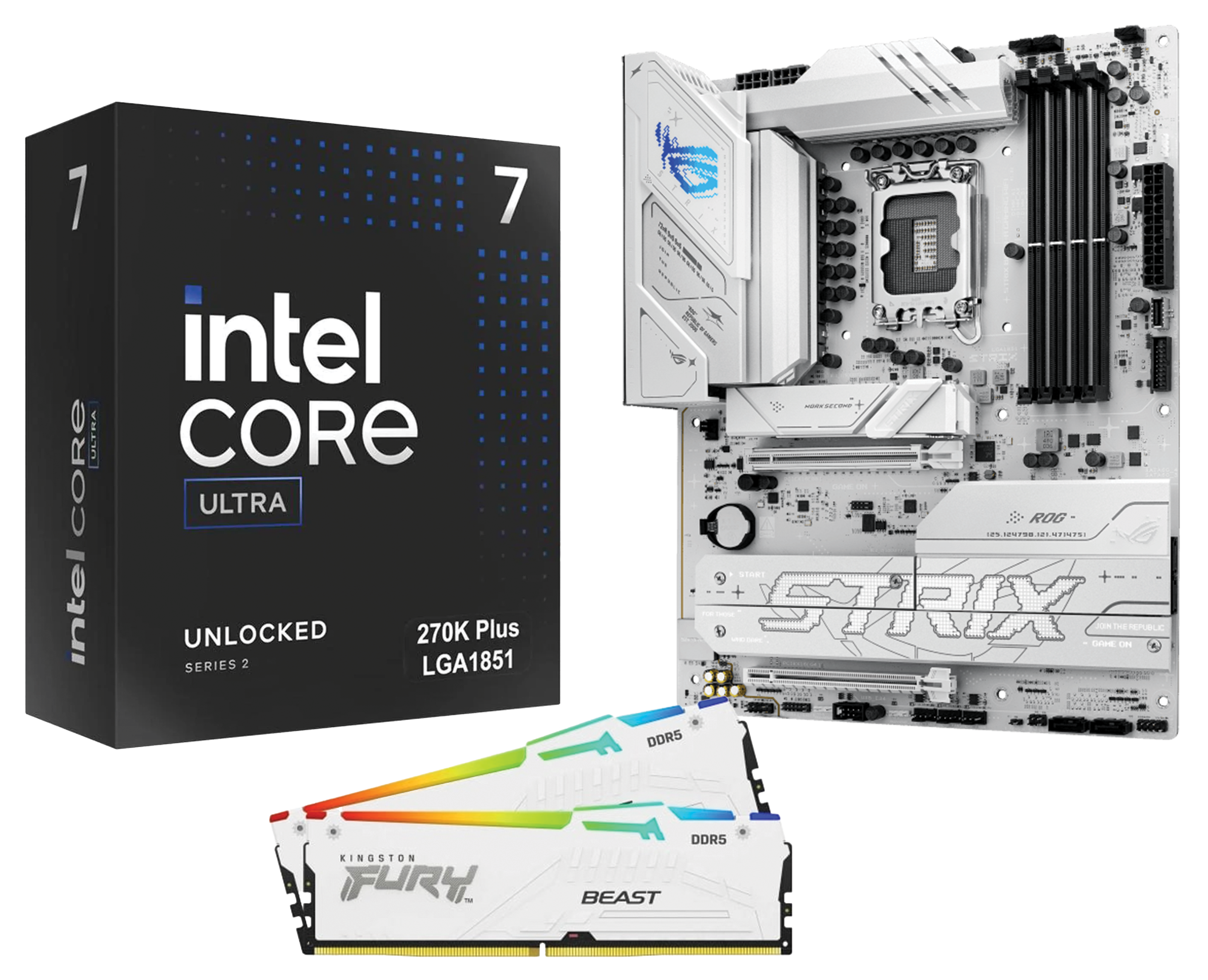 Intel Core Ultra 7 270K Elite Upgrade Bundle, ASUS ROG Strix B860-A Gaming WiFi 7 Motherboard, 64GB Kingston Fury DDR5 6400MHz ARGB White RAM – Buy Online