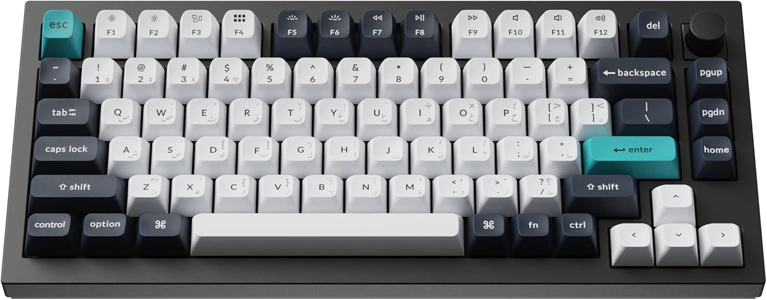 KEYCHRON Q1 MAX 75% WIRELESS MECHANICAL KEYBOARD, ARABIC RED LINEAR, 2.4GHz Bluetooth & USB-C | Q1M-M1-AR thumbnail 2