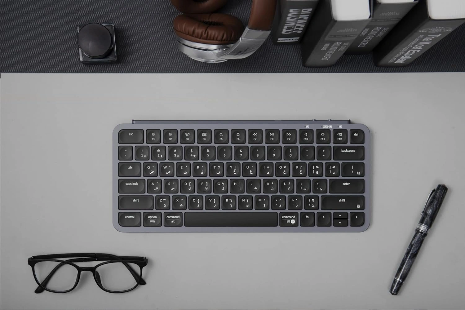 Keychron B1 Pro Ultra-Slim Wireless Keyboard, Arabic/English Layout, Bluetooth 5.2/2.4GHz / USB-C, 1200-Hour Battery, B1P-K1-AR Space Gray | B1P-K1-AR thumbnail 6