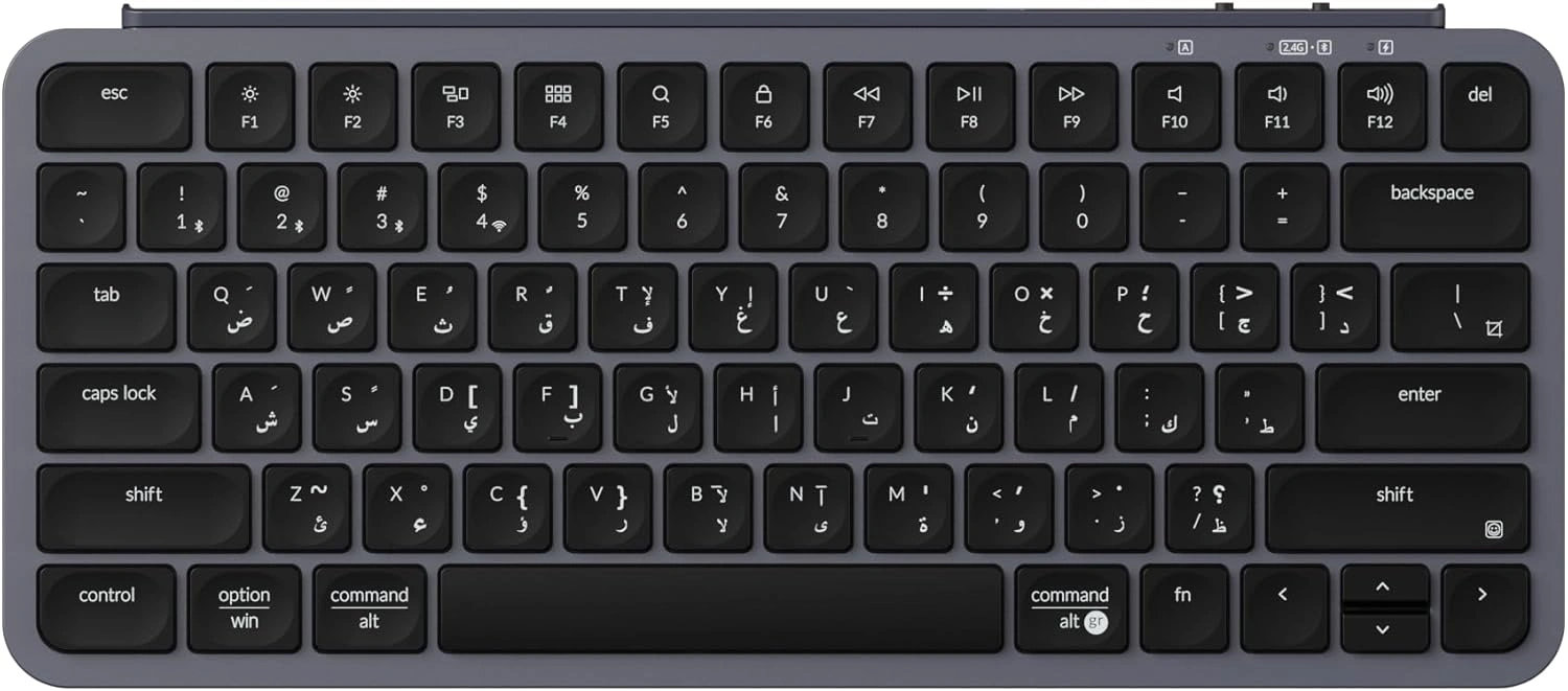 Keychron B1 Pro Ultra-Slim Wireless Keyboard, Arabic/English Layout, Bluetooth 5.2/2.4GHz / USB-C, 1200-Hour Battery, B1P-K1-AR Space Gray | B1P-K1-AR – Buy Online