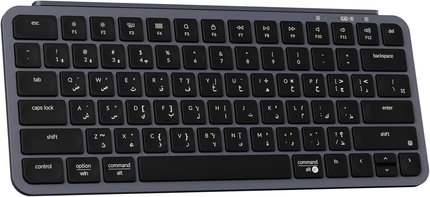 Keychron B1 Pro Ultra-Slim Wireless Keyboard, Arabic/English Layout, Bluetooth 5.2/2.4GHz / USB-C, 1200-Hour Battery, B1P-K1-AR Space Gray | B1P-K1-AR thumbnail 2