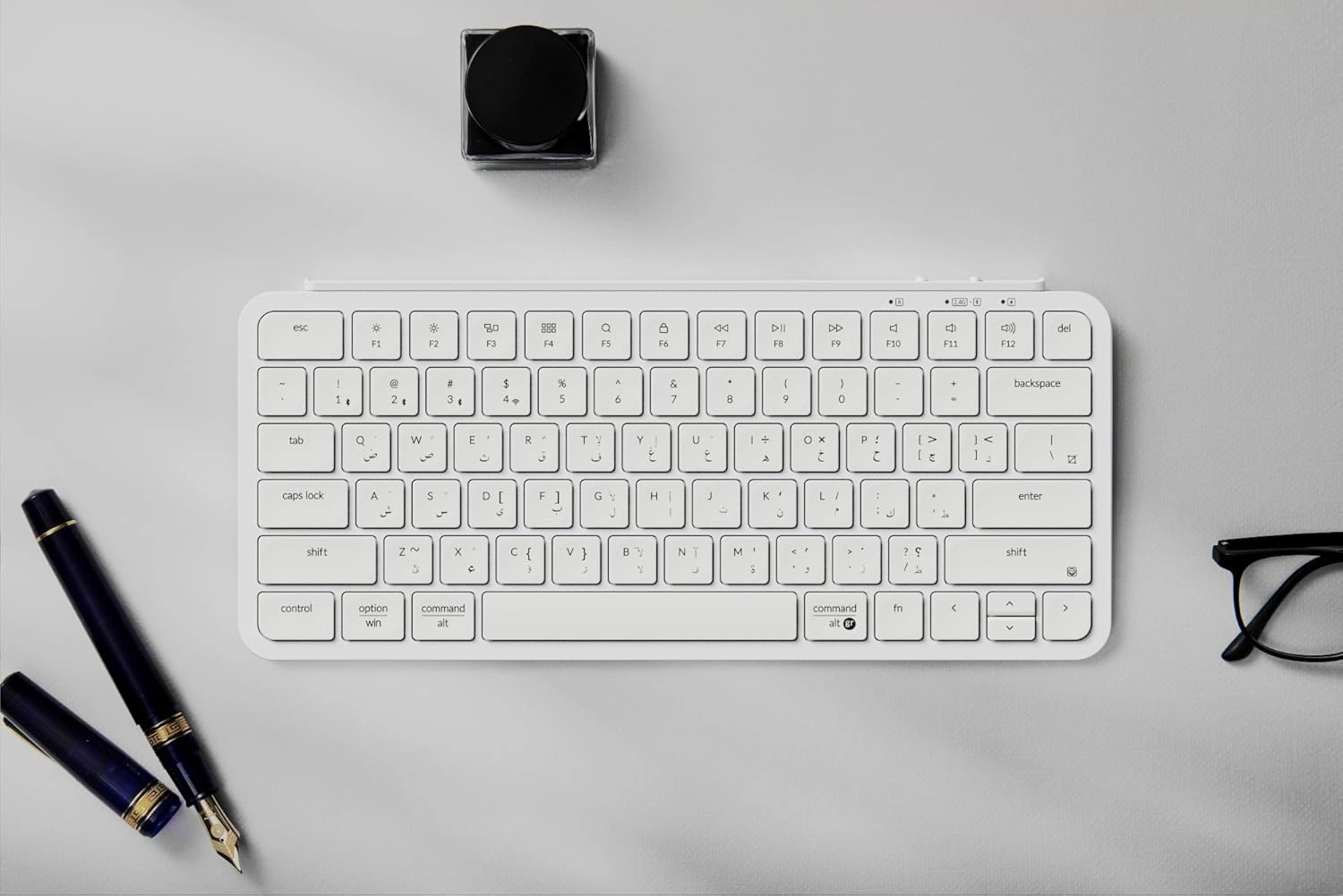 Keychron B1 Pro Ultra-Slim Wireless Keyboard, Arabic/English Layout, Bluetooth 5.2/2.4GHz / USB-C, 1200-Hour Battery, White | B1P-K8-AR thumbnail 6