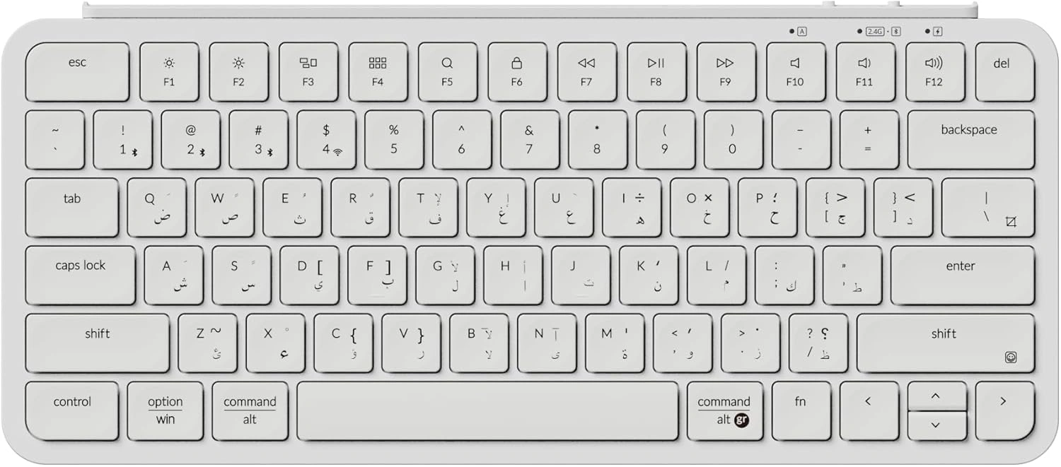 Keychron B1 Pro Ultra-Slim Wireless Keyboard, Arabic/English Layout, Bluetooth 5.2/2.4GHz / USB-C, 1200-Hour Battery, White | B1P-K8-AR – Buy Online