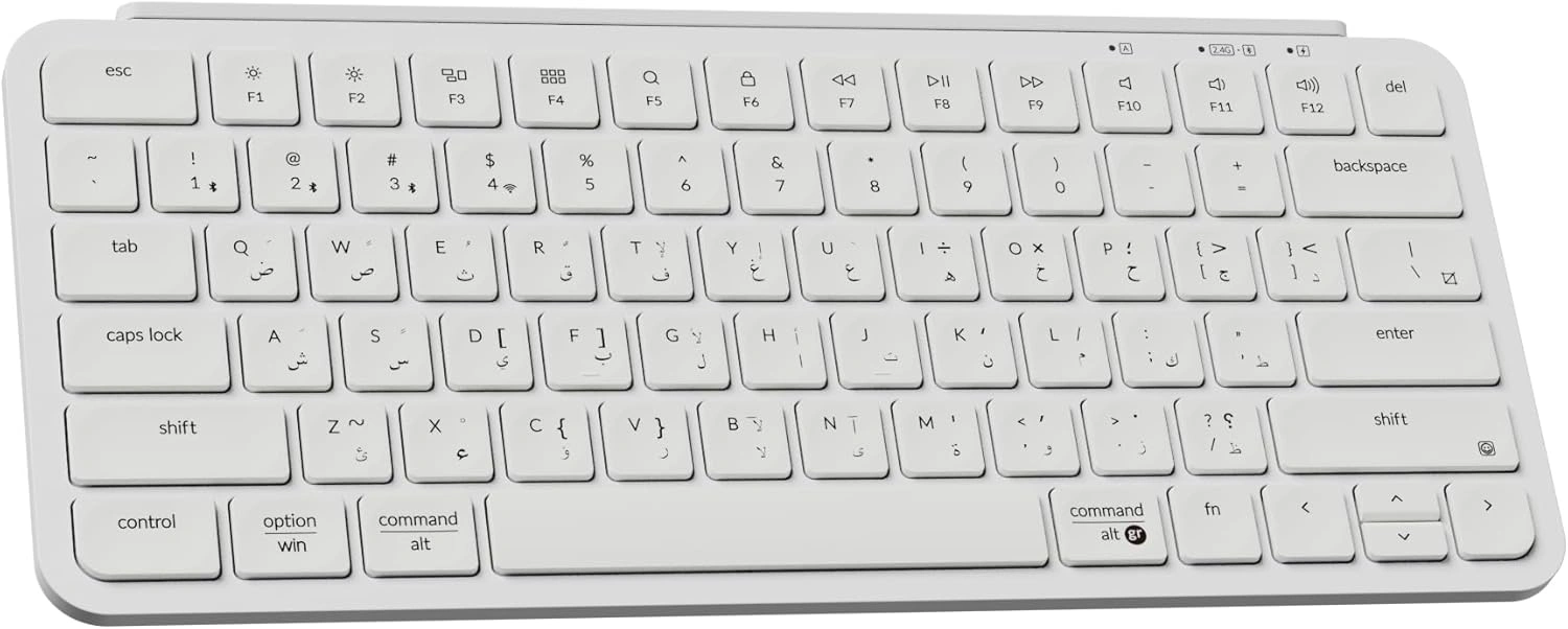 Keychron B1 Pro Ultra-Slim Wireless Keyboard, Arabic/English Layout, Bluetooth 5.2/2.4GHz / USB-C, 1200-Hour Battery, White | B1P-K8-AR thumbnail 2