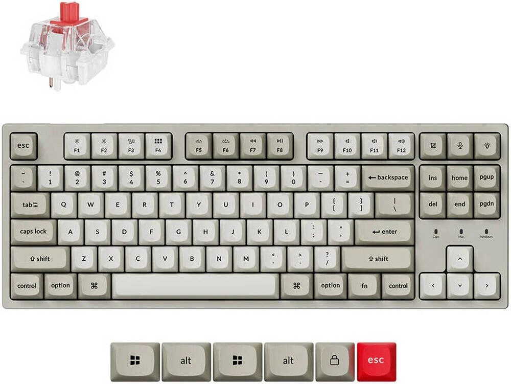 Keychron C1 Pro QMK TKL Wired Mechanical Keyboard, 8000Hz Polling Rate, Arabic/English Layout, Retro | C1PX-M1-AR thumbnail 2