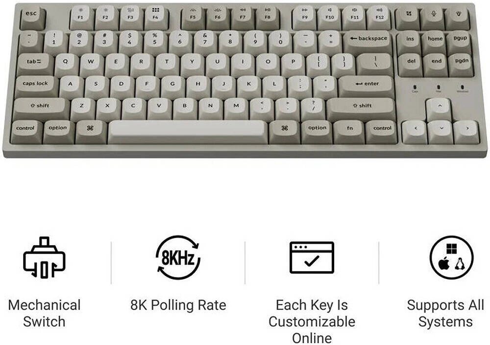 Keychron C1 Pro QMK TKL Wired Mechanical Keyboard, 8000Hz Polling Rate, Arabic/English Layout, Retro | C1PX-M1-AR thumbnail 4