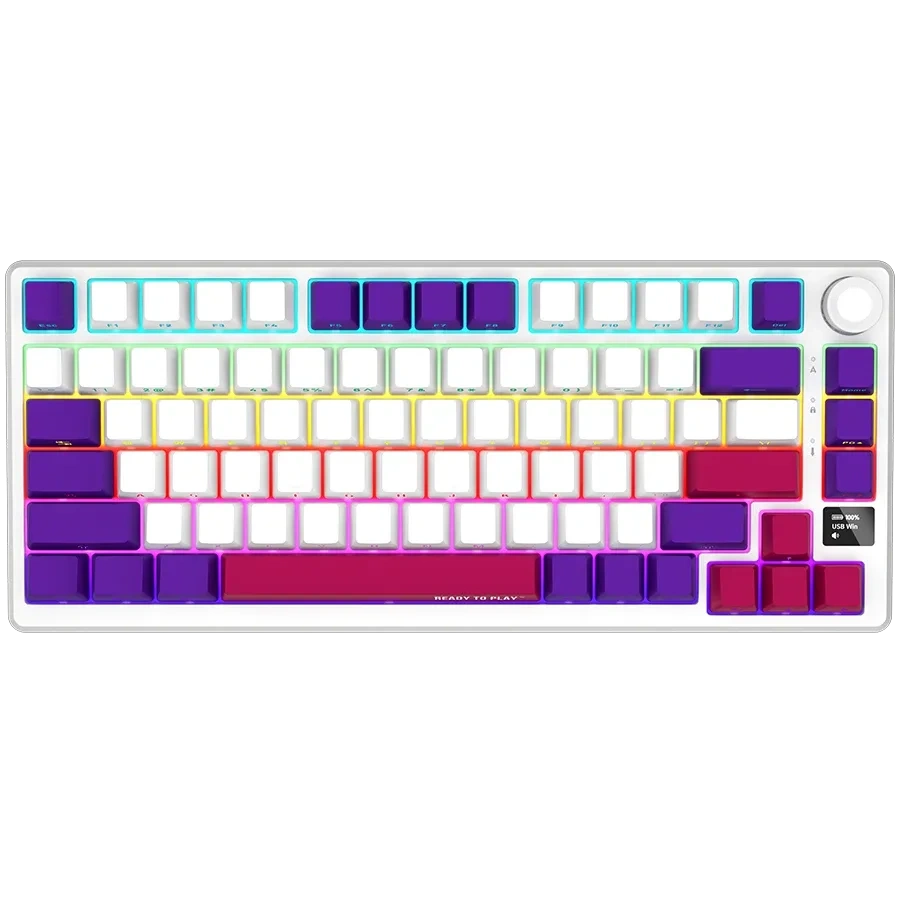 LORGAR KBP7075W 75% Wireless Mechanical Gaming Keyboard Pro, Tri-Mode RGB, White, Purple, Pink Edition | LRG-KBP7075W-WH-US – Buy Online