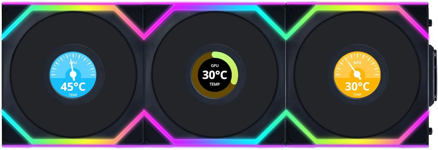 Lian Li UNI FAN SL Wireless LCD 120mm Triple Pack Case Fan with Controller, Black | 12SLLCD1W3B – Buy Online