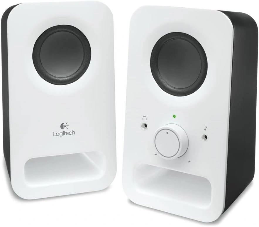 Logitech Z150 Multimedia Speakers, 2.0 Stereo Sound, 6W Peak Power, Integrated Headphone Jack, Compact Design, White | 980-000815 – Buy Online