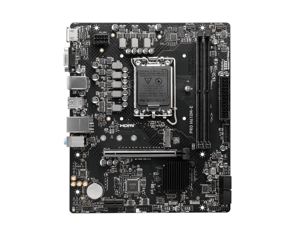 MSI PRO H610M-E DDR5 Micro-ATX Motherboard, LGA 1700 Socket, Intel 12th, 13th & 14th Gen Support, PCIe 4.0 | 911-7D48-075 thumbnail 2