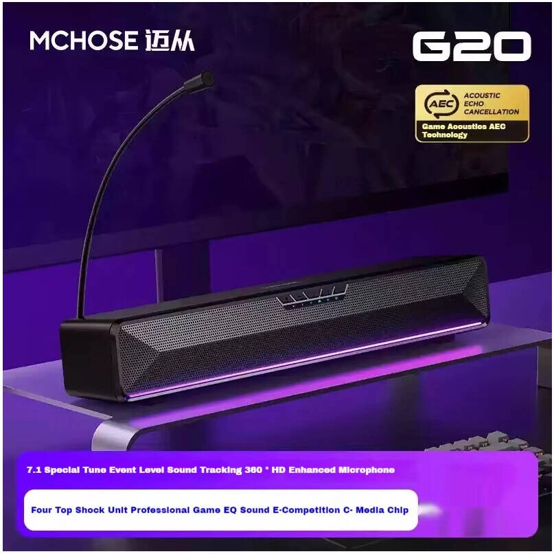 MCHOSE G20-1 Wireless RGB Gaming Speaker, 7.1 Virtual Surround Sound, Black | MC-G20-1 thumbnail 2