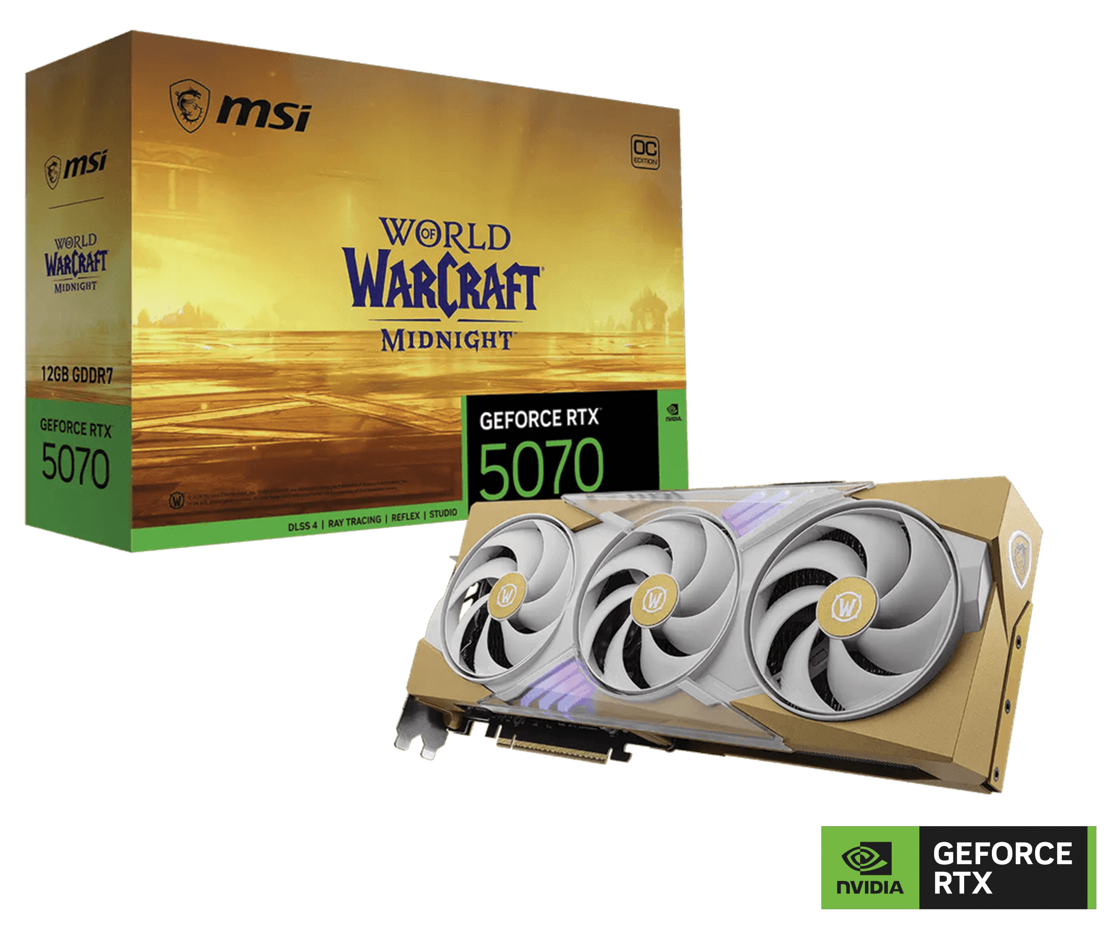 MSI GeForce RTX 5070 12G World of Warcraft MIDNIGHT LIGHT EDITION OC Graphics Card, 12GB GDDR7, PCIe 5.0, 28 Gbps 192-bit, 6144 CUDA CORES Units | 912-V532-256 – Buy Online