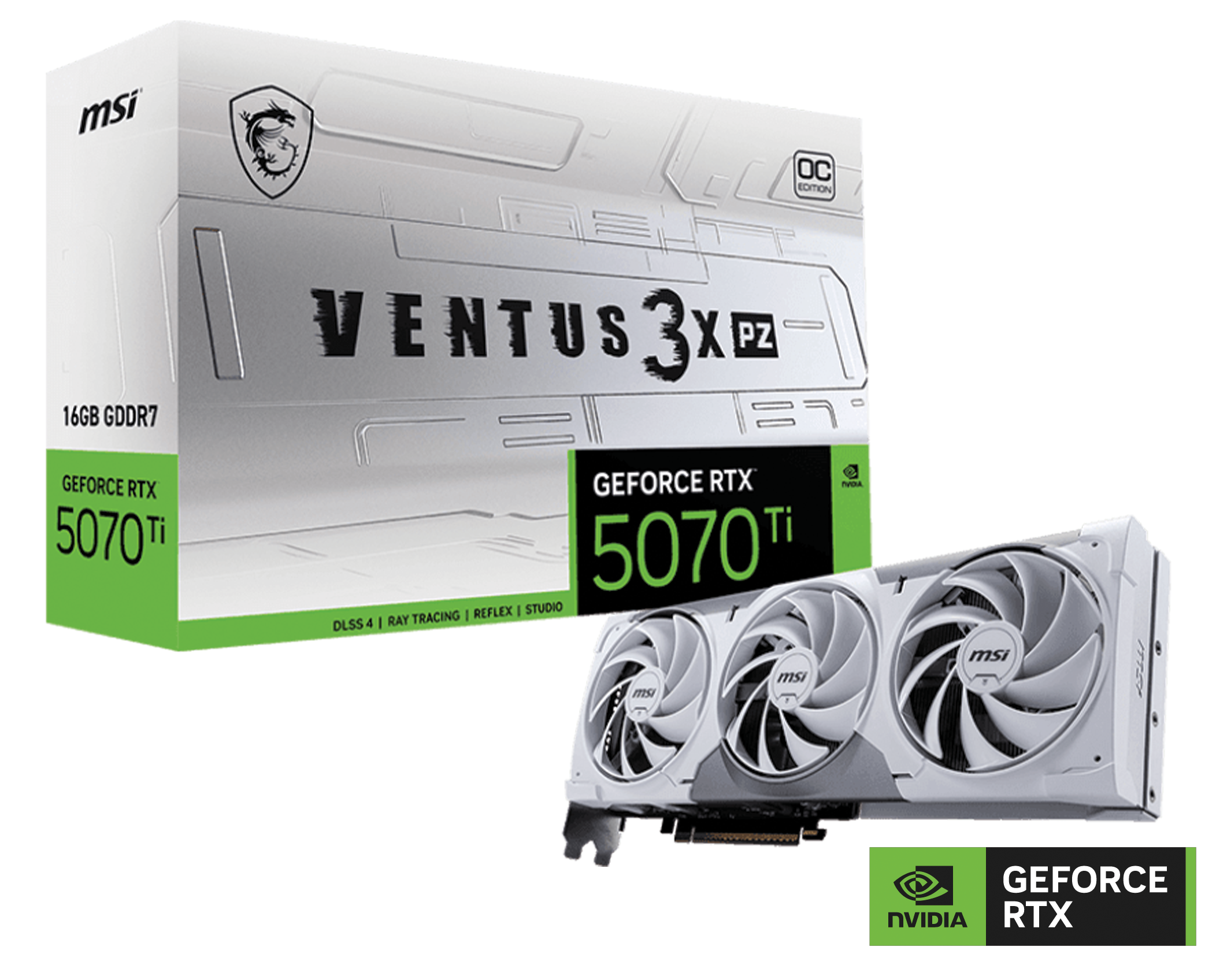MSI GeForce RTX 5070 Ti 16G VENTUS 3X PZ OC White Graphics Card, 16GB  GDDR7, 8960 CUDA Cores, PCIe 5.0, Zero-Trace Power Path, 303mm SFF-Ready | 912-V531-636 – Buy Online