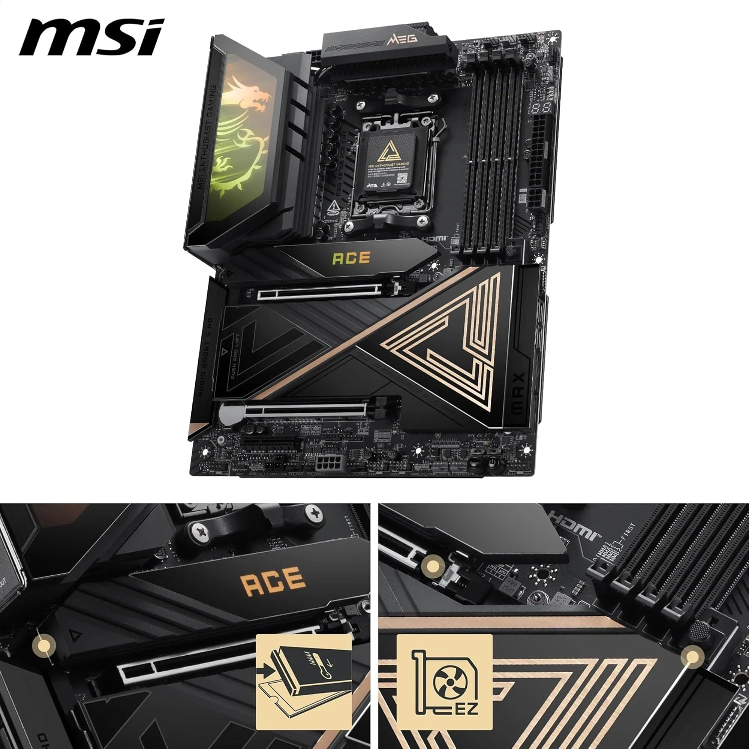 MSI MEG X870E ACE MAX WIFI 7 Motherboard, AMD Socket AM5, PCIe 5.0, DDR5 | 911-7E85-001 thumbnail 3