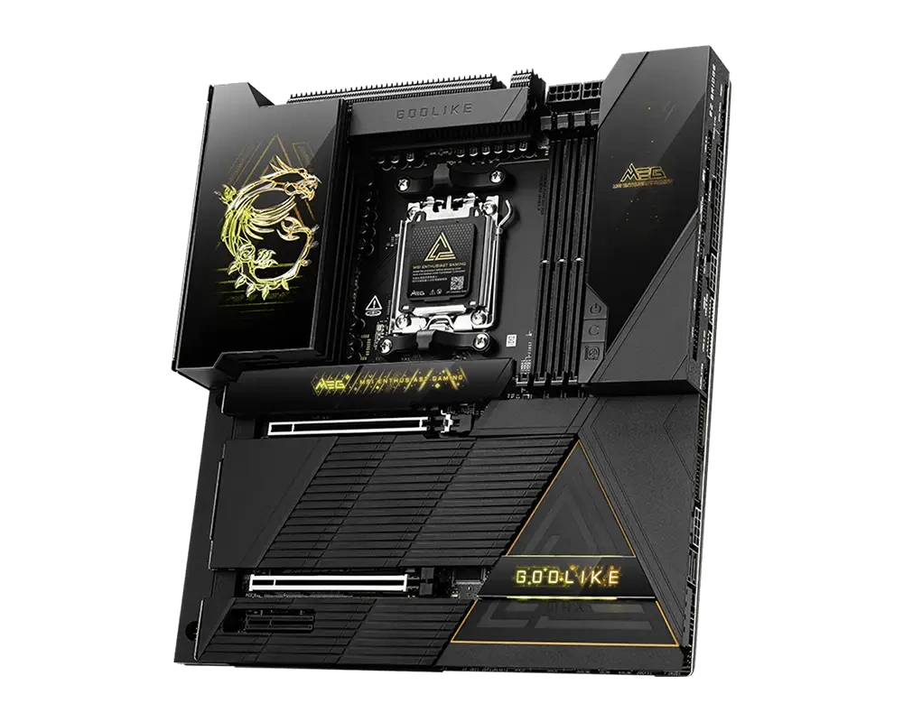 MSI MSI MEG X870E GODLIKE MAX E-ATX Gaming Motherboard, AMD AM5, Ryzen 9000 Ready, DDR5 Overclocking, PCIe 5.0, Wi-Fi 7, Dual LAN (10G + 5G), 64MB BIOS ROM | 911-7E48-014 - thumbnail 4
