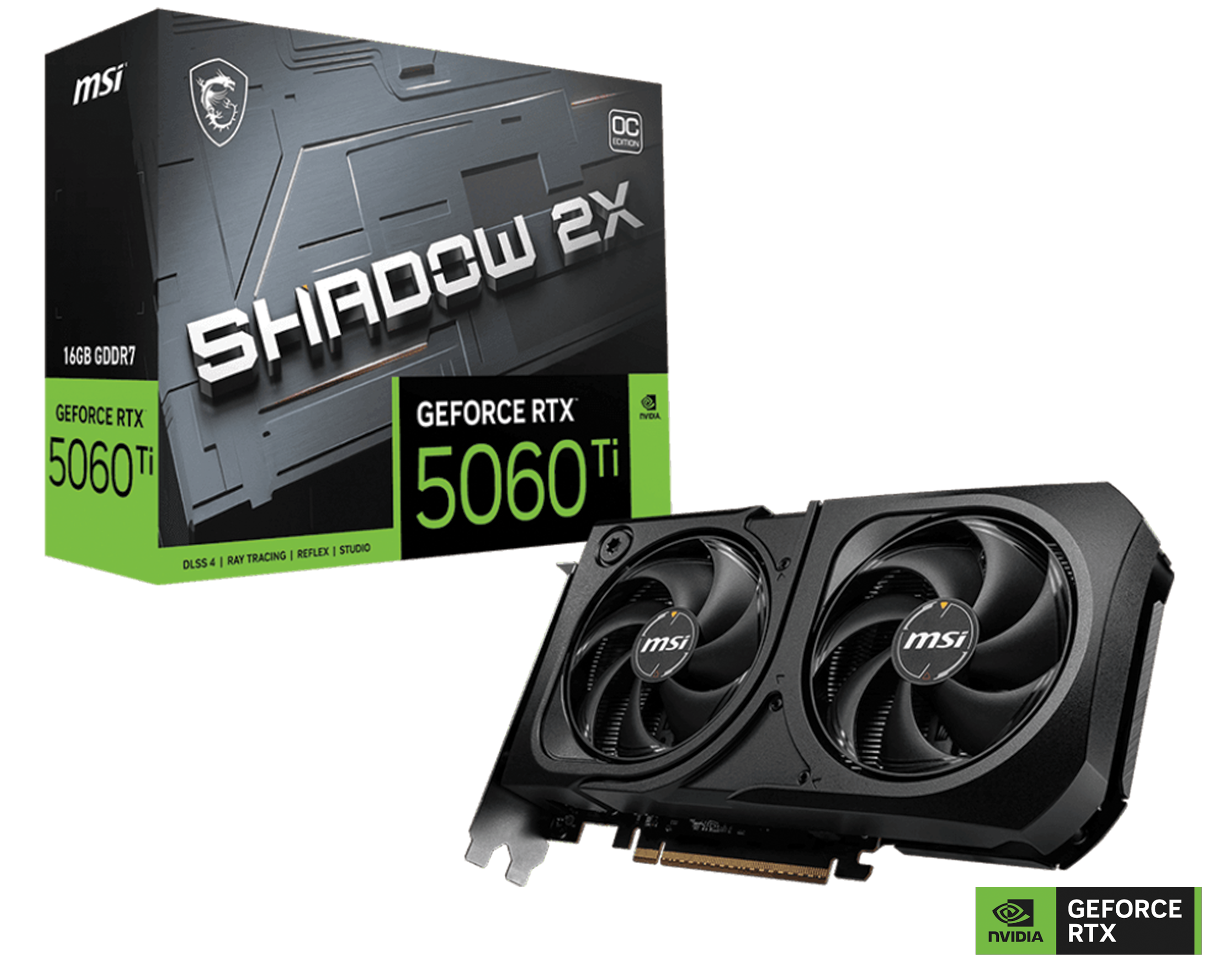 MSI NVIDIA GeForce RTX 5060 Ti 16G SHADOW 2X OC PLUS Graphics card, 16GB GDDR7, 128-bit 28 Gbps, 4608 CUDA Units, Blackwell Architecture | 912-V535-029 – Buy Online