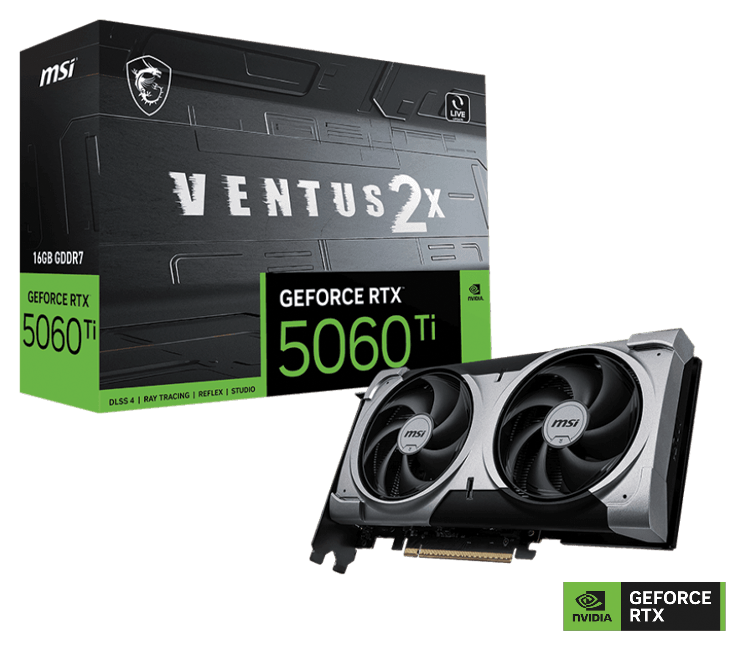 MSI NVIDIA GeForce RTX 5060 Ti 16G VENTUS 2X PLUS Graphic card, 16GB GDDR7, 128-bit 28 Gbps, 4608 Units CUDA CORES, 2587 MHz Extreme Clocks, NVIDIA Blackwell Architecture DLSS 4 | 912-V535-048 – Buy Online