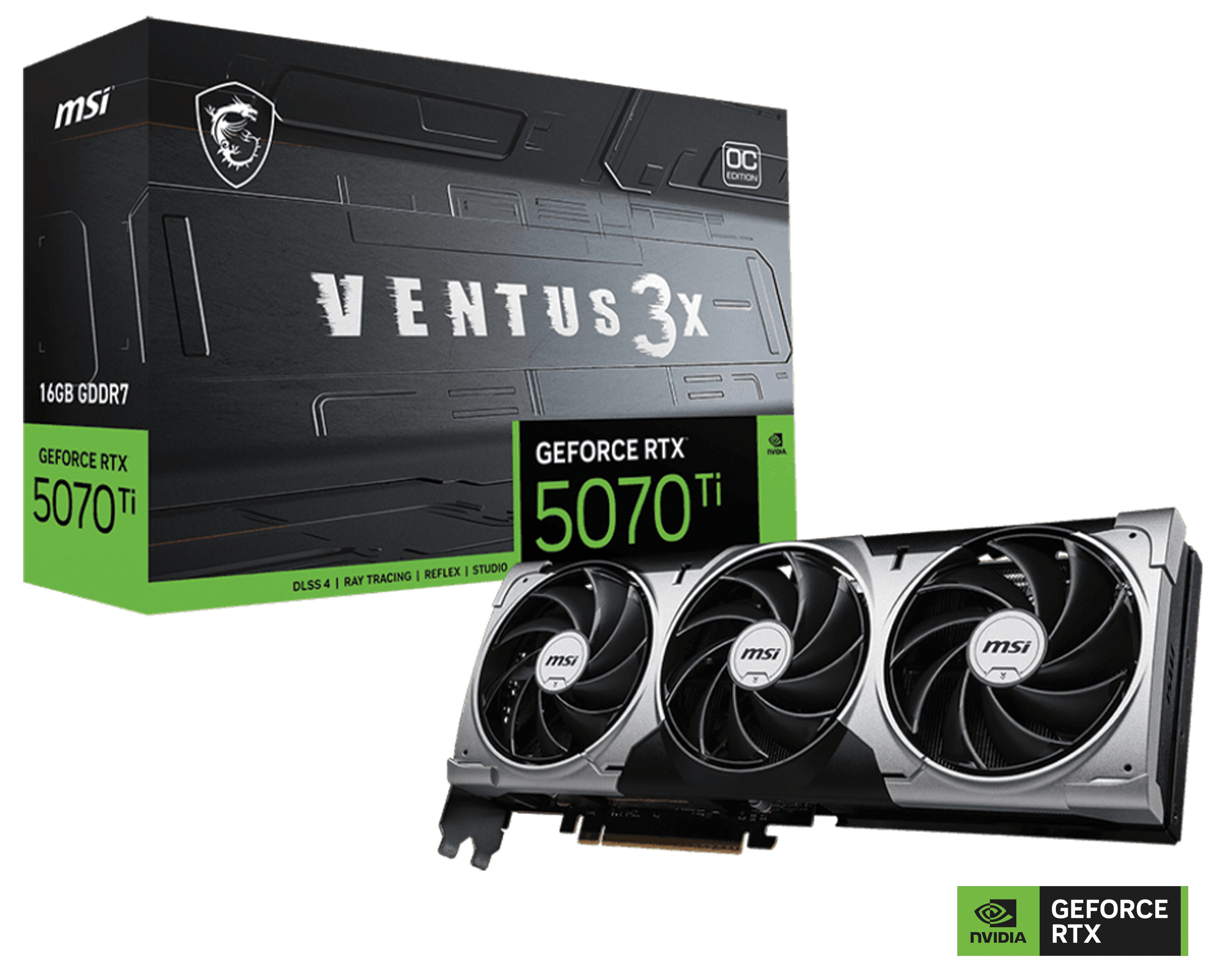 MSI NVIDIA GeForce RTX 5070 Ti 16G VENTUS 3X OC Graphics card, 16GB GDDR7, 256-bit 28 Gbps, 8960 CUDA Cores Units, 2497 MHz Extreme Clock, NVIDIA Blackwell Architecture and DLSS 4 | 912-V531-092 – Buy Online