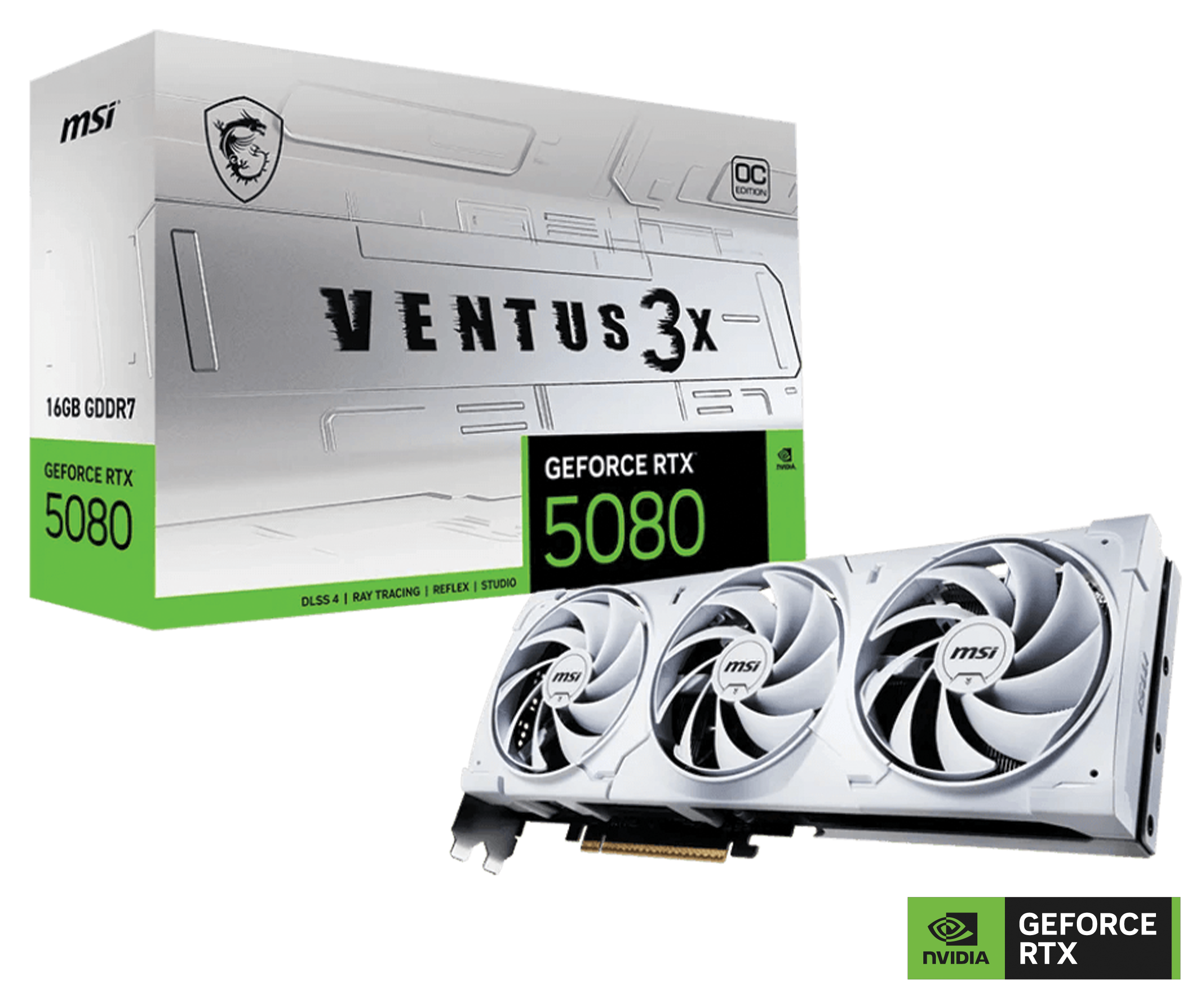 MSI NVIDIA GeForce RTX 5080 16G VENTUS 3X OC WHITE Graphics Card, 16GB GDDR7, 30 Gbps 256-bit, 10752 Units CUDA CORES, DLSS 4 | 912-V531-202 – Buy Online