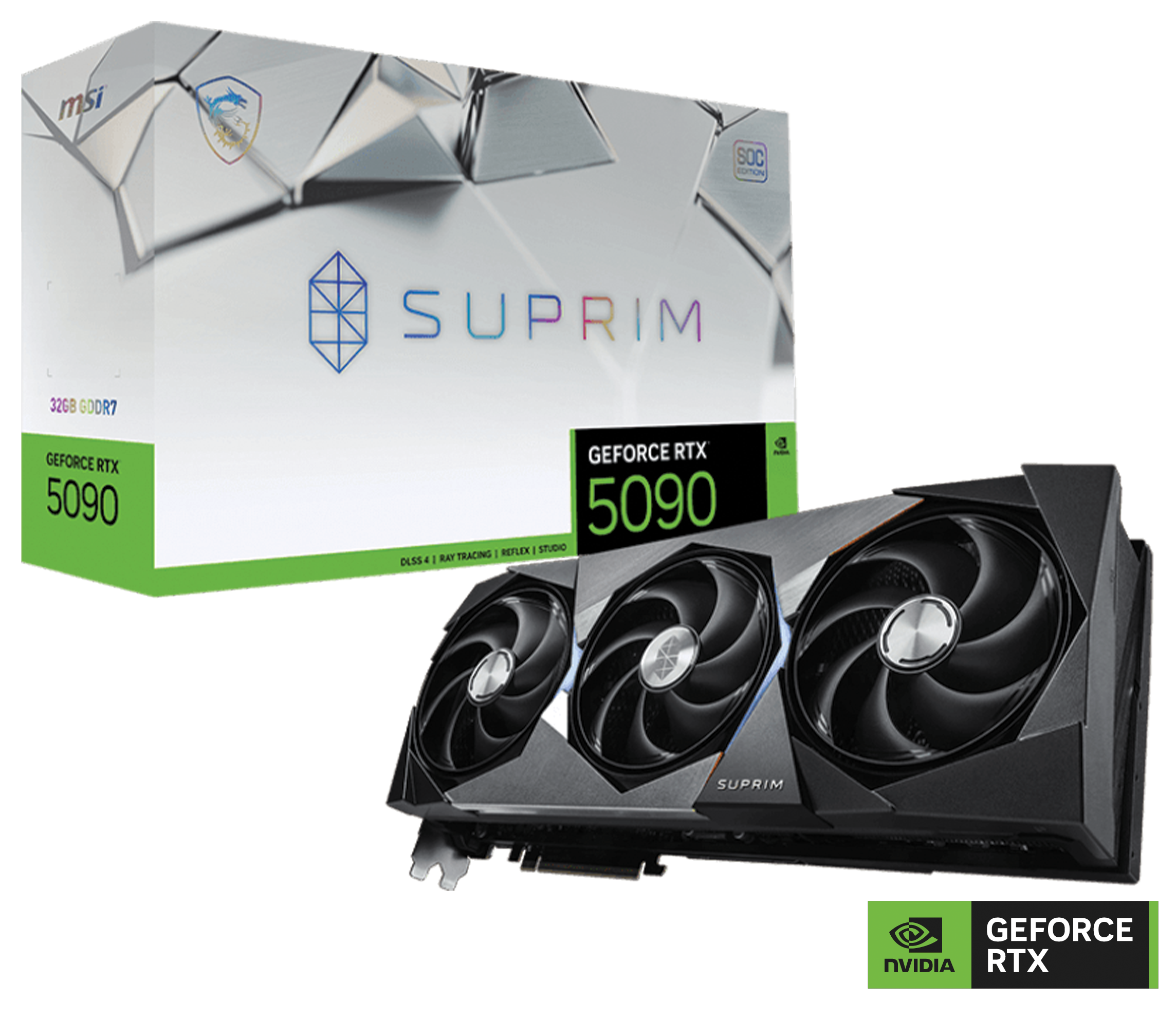 MSI NVIDIA GeForce RTX 5090 32G SUPRIM SOC Graphics Card, 32GB GDDR7, 28 Gbps 512-bit, 21760 CUDA Cores Units, Extreme Boost 2580 MHz, DLSS4, Blackwell Architecture | 912-V530-026 – Buy Online