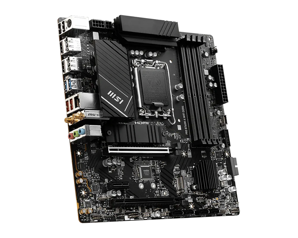 MSI PRO B760M-A WIFI DDR4 Motherboard, Intel LGA 1700, 12th/13th/14th Gen Support, Lightning Gen 4, Wi-Fi 6E | 911-7D99-003 thumbnail 4